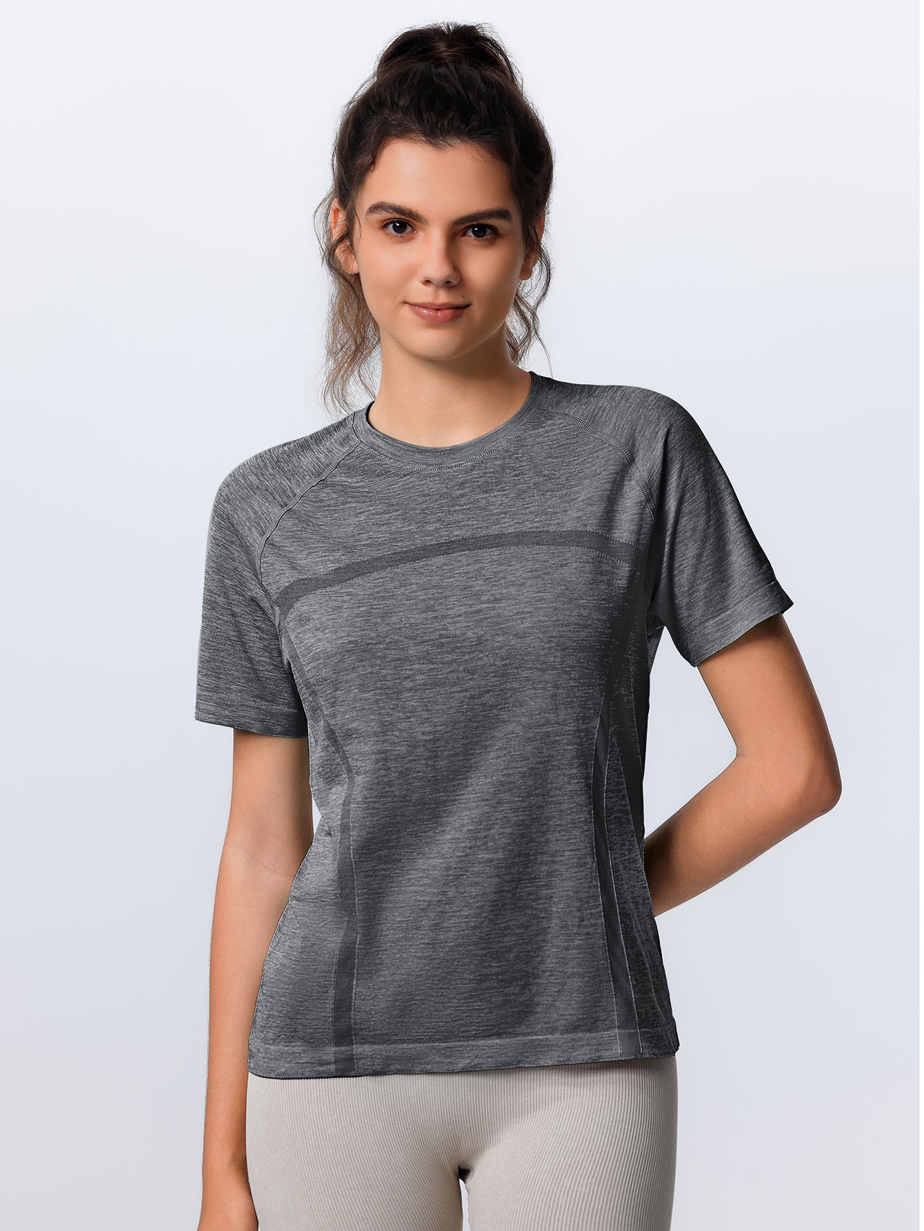 Soutien-gorge de sport sans coutures en tricot côtelé à dos nageur