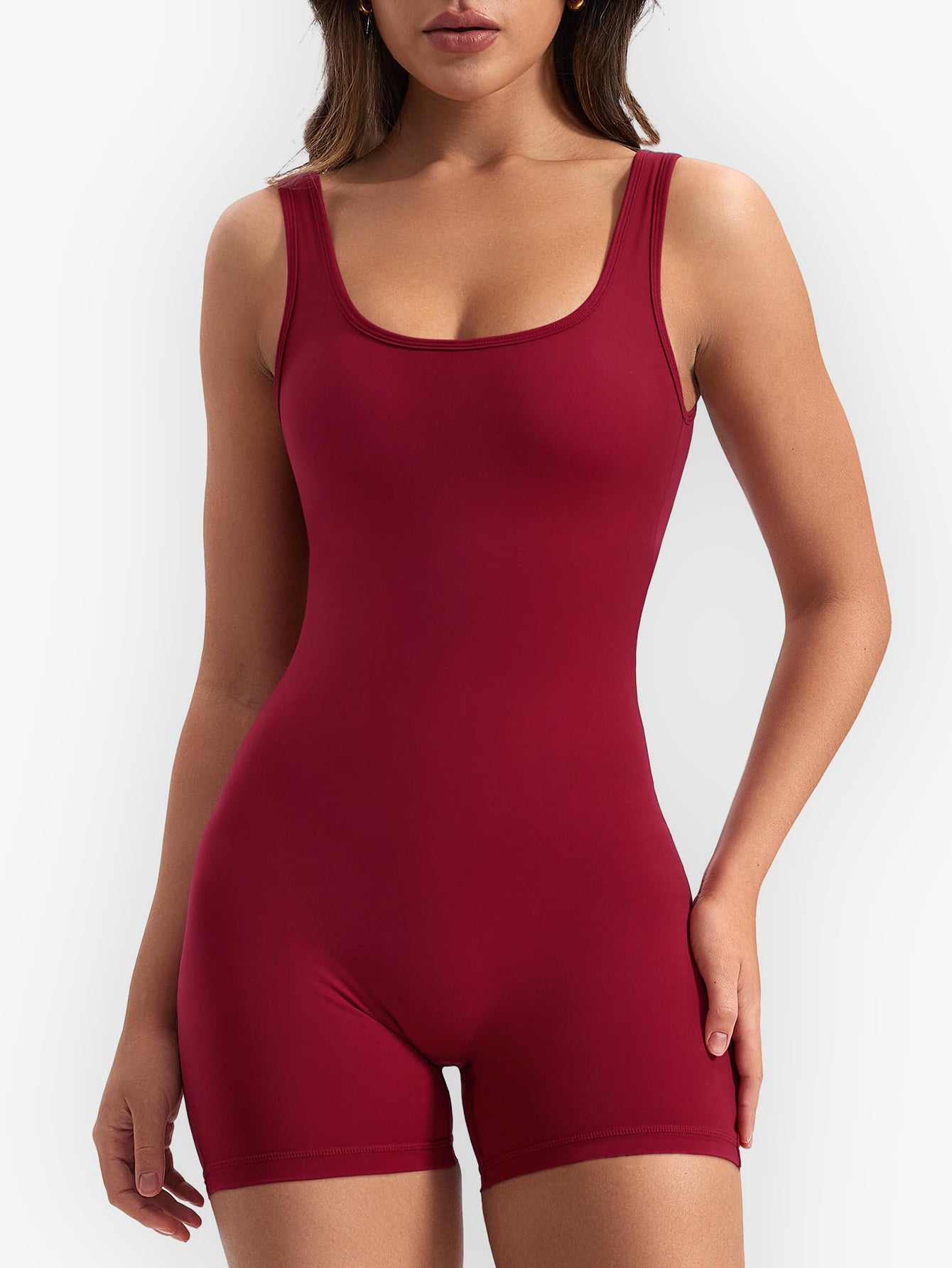 Hollow-Out V-Back Scrunch Butt Romper