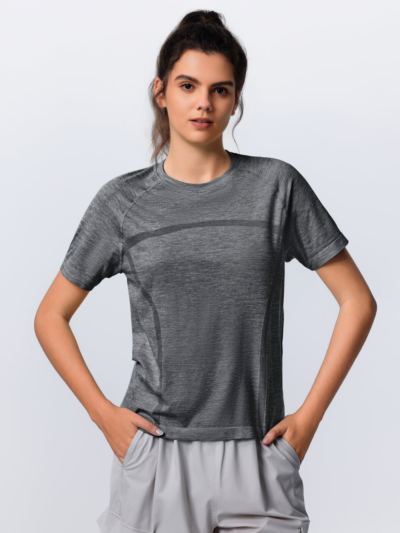 Soutien-gorge de sport sans coutures en tricot côtelé à dos nageur