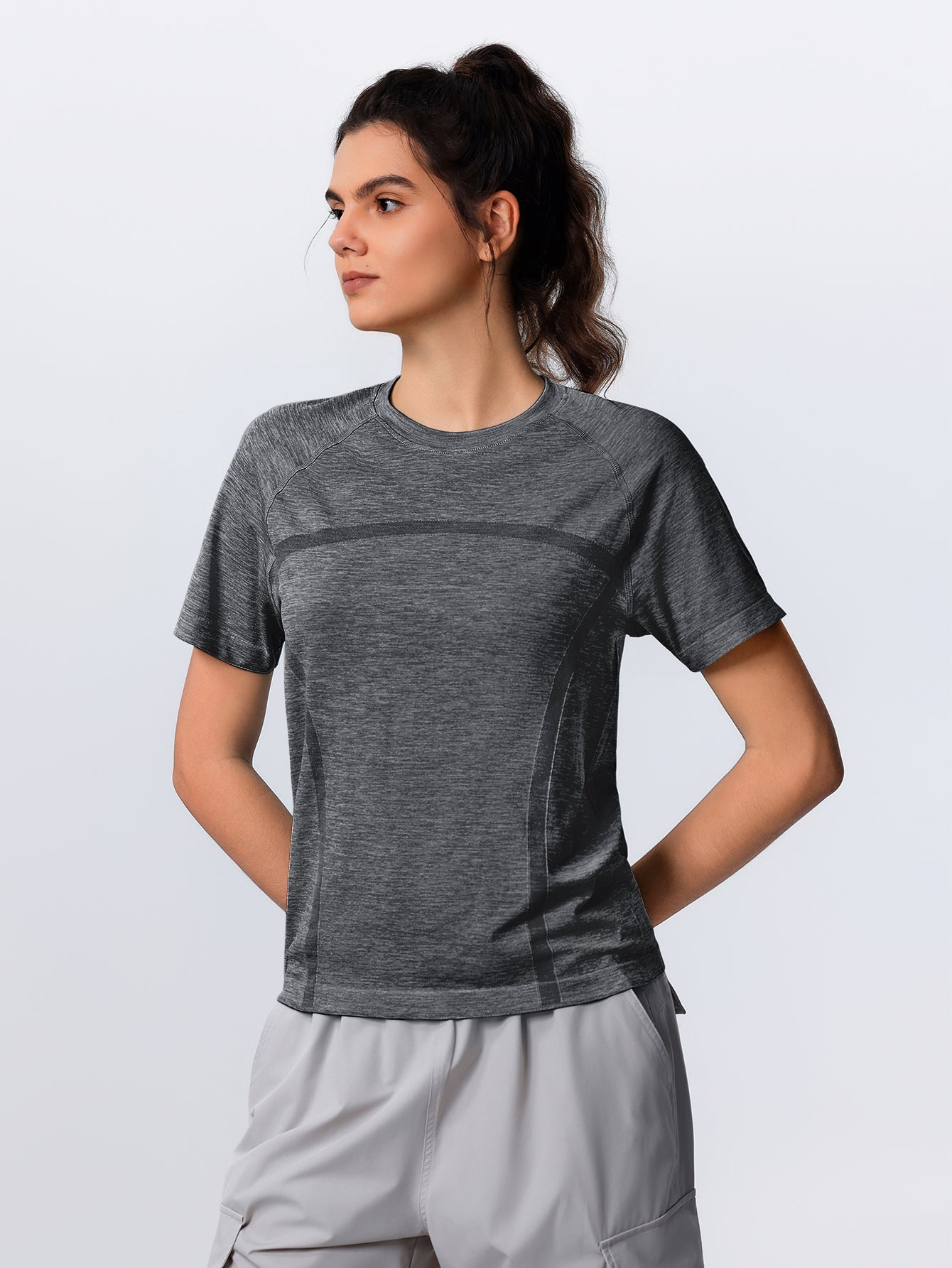 Soutien-gorge de sport sans coutures en tricot côtelé à dos nageur