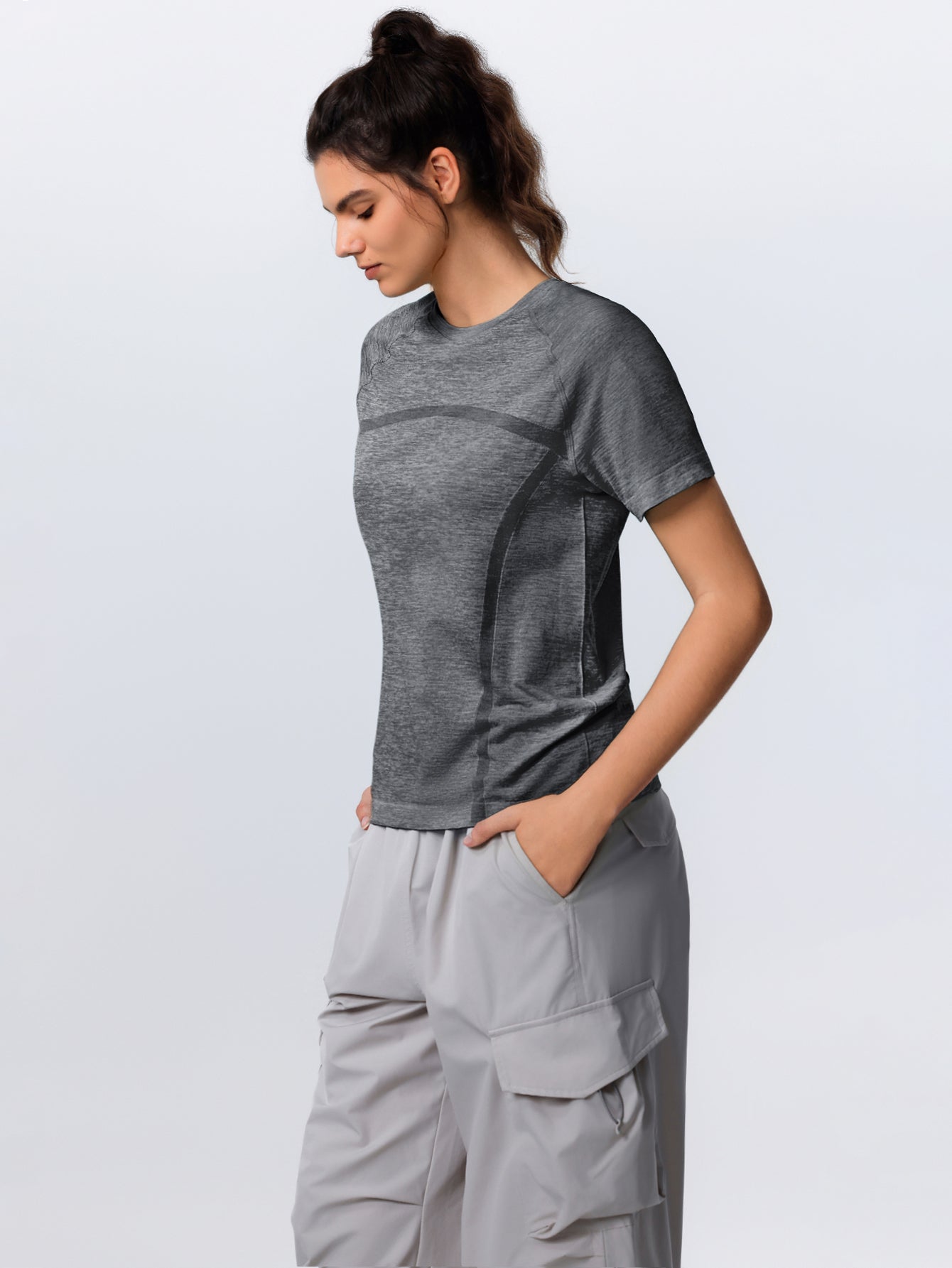 Soutien-gorge de sport sans coutures en tricot côtelé à dos nageur