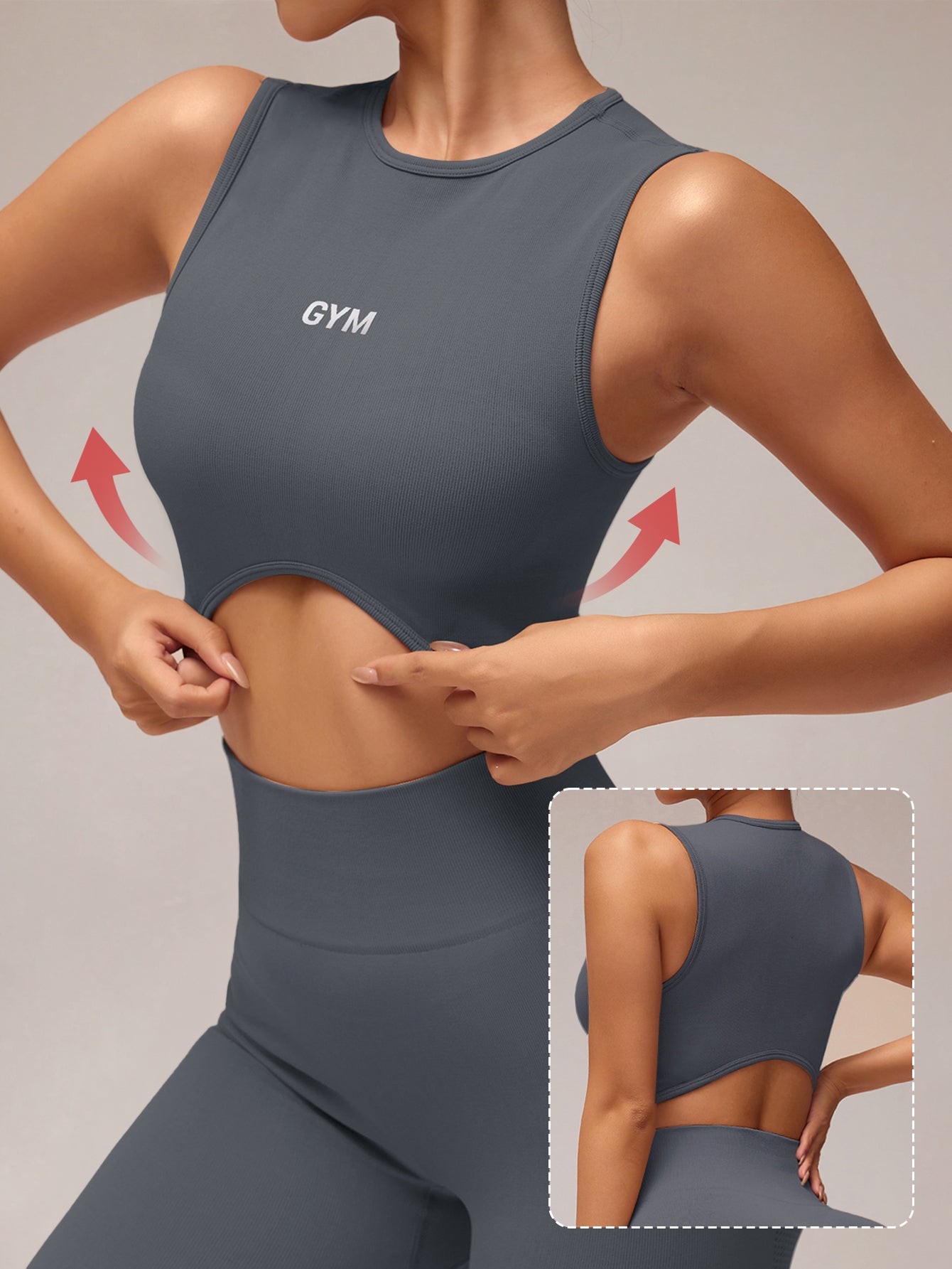 Crew Neck Letter Printed Sleeveless Seamless Top & Legging Set