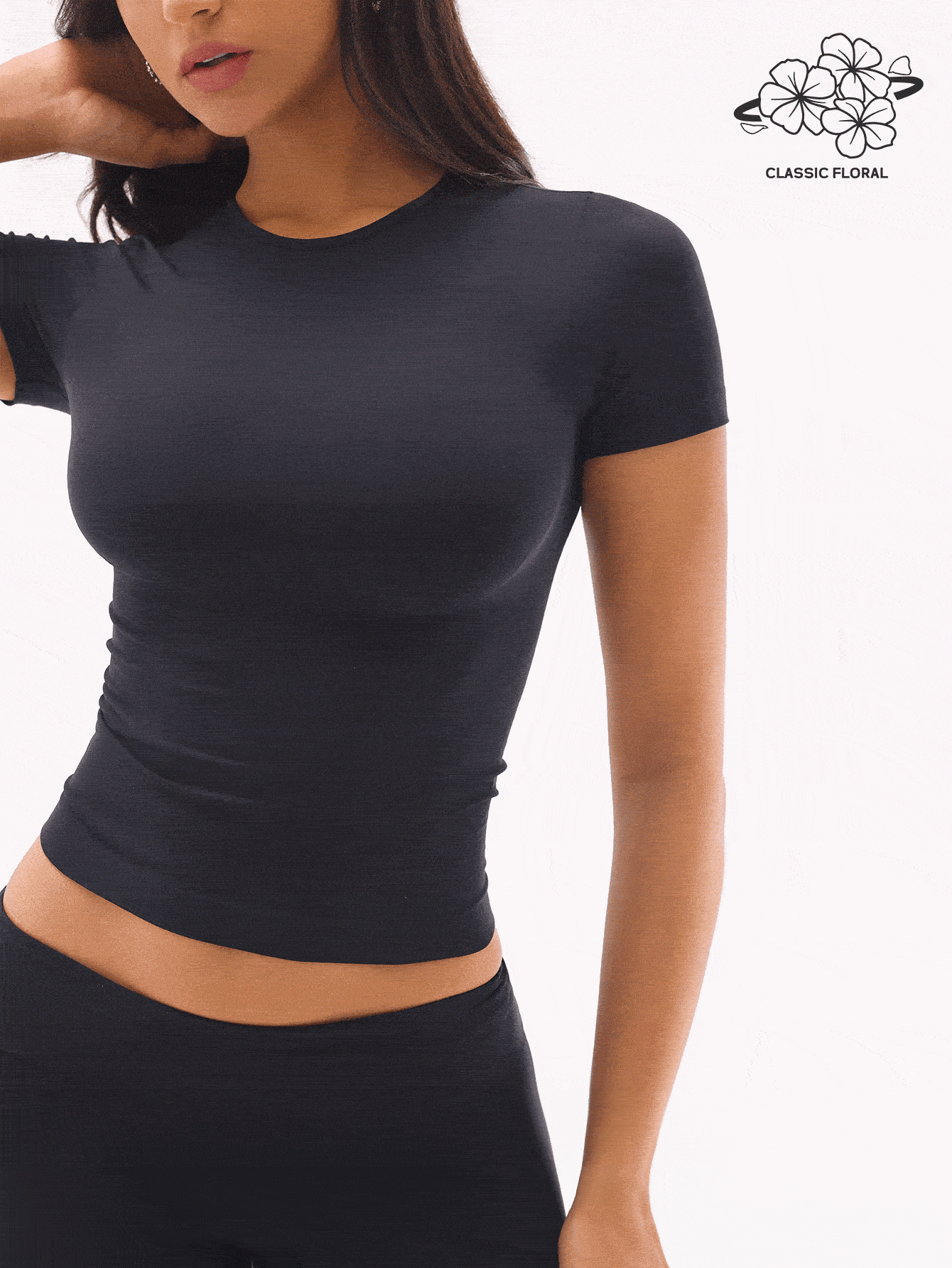 Haut à manches courtes sans coutures ultra doux et parfumé