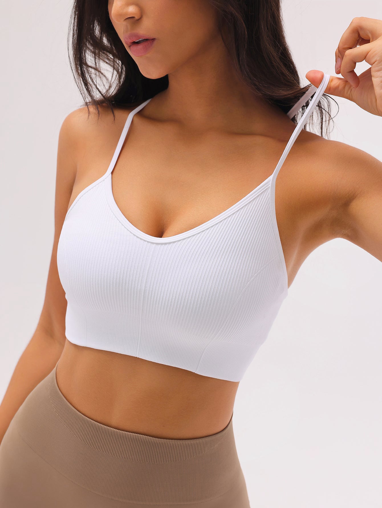 Soutien-gorge de sport dos nu en maille côtelée sans coutures