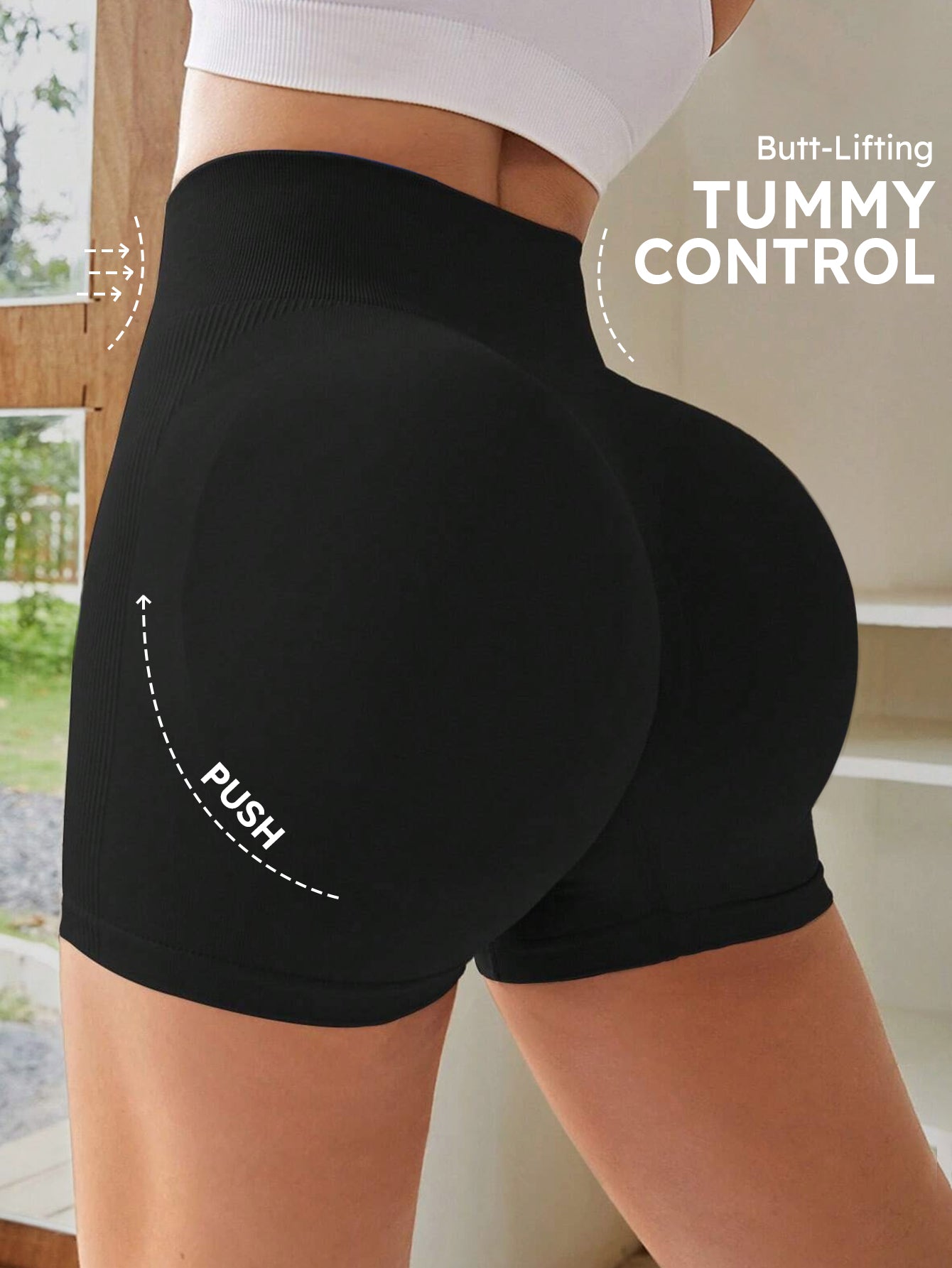High Waist Tummy Control Side-Ribbed Butt-Lifting Seamless Shorts