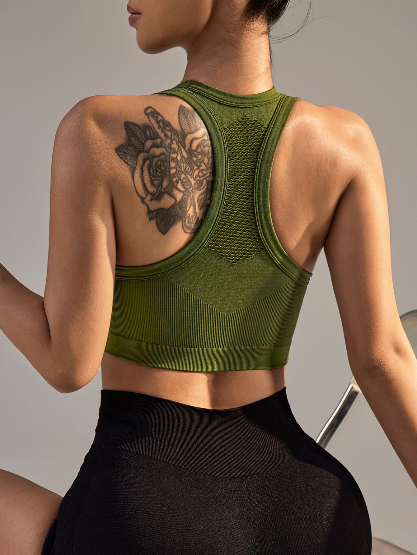 Hollow-Out Racerback Sports Crop Tank Top