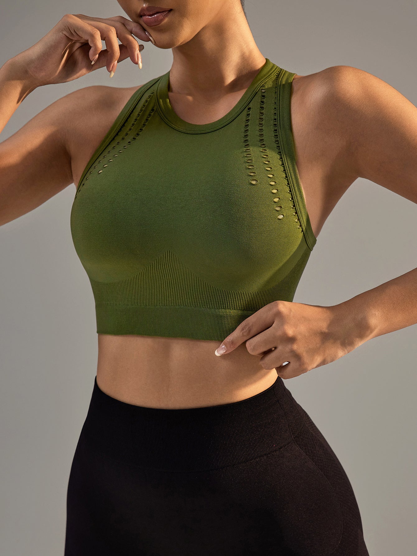 Hollow-Out Racerback Sports Crop Tank Top