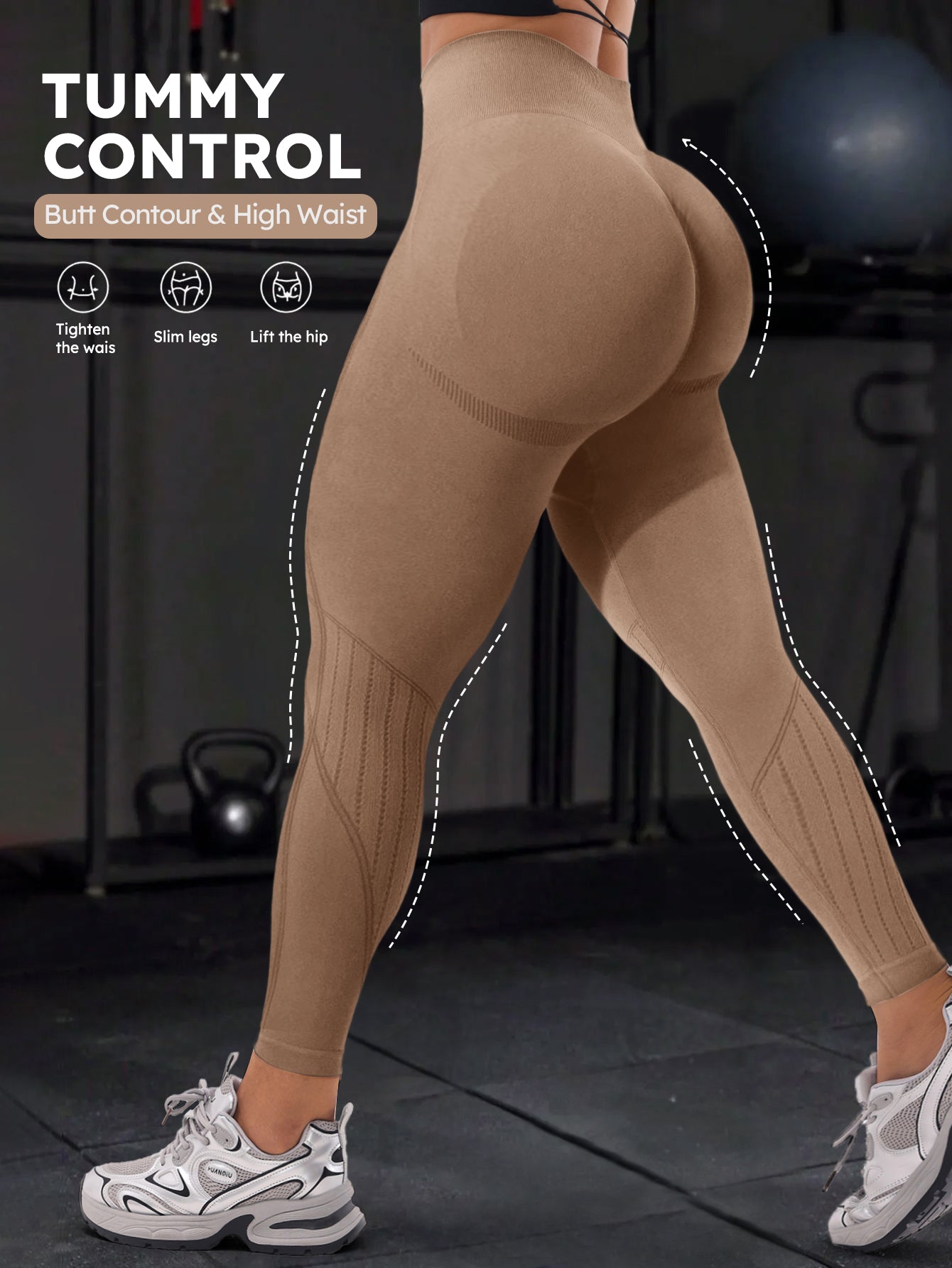 High Waist Butt Contour Stripe Design Leggings