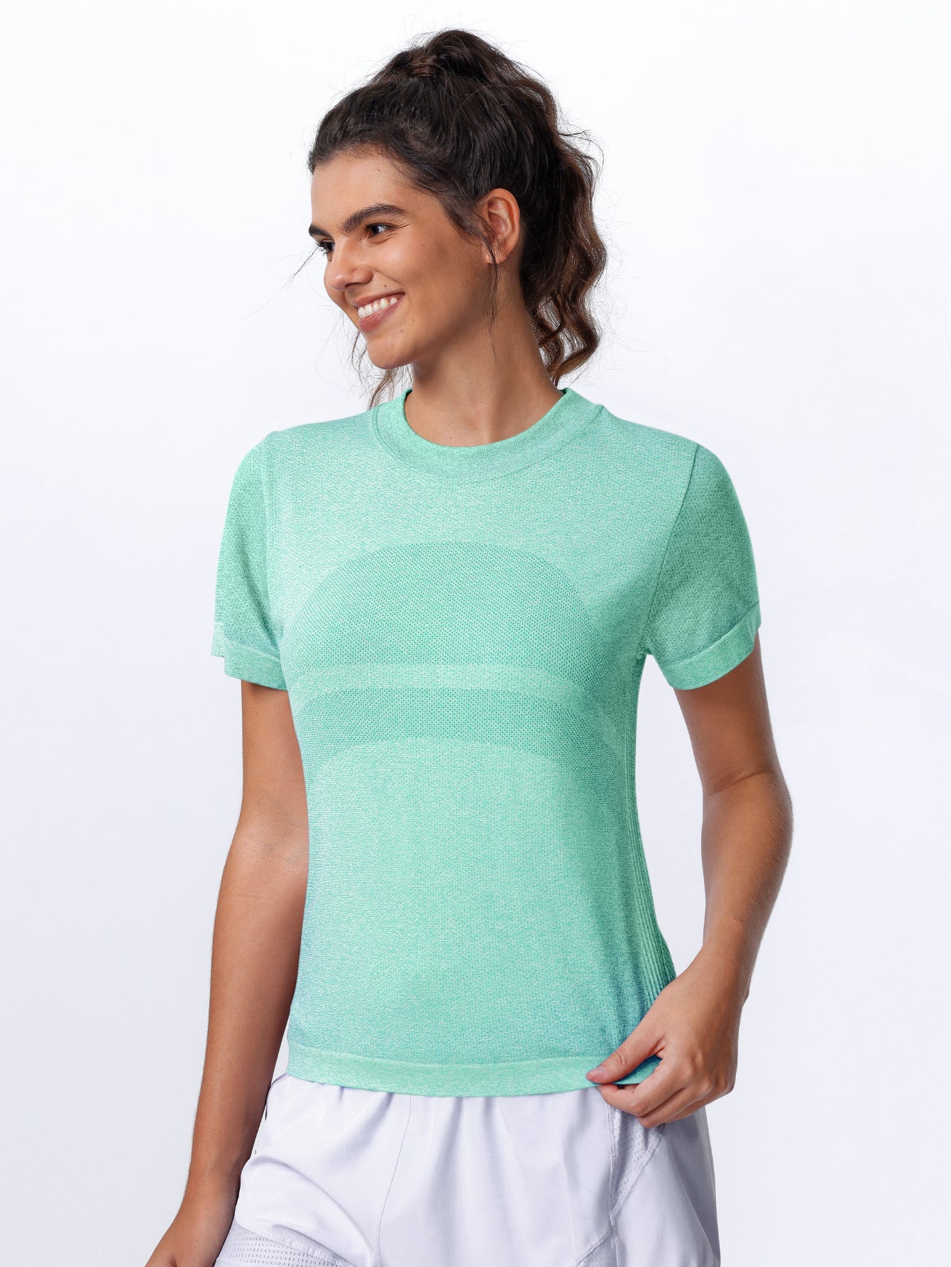 Soutien-gorge de sport sans coutures en tricot côtelé à dos nageur