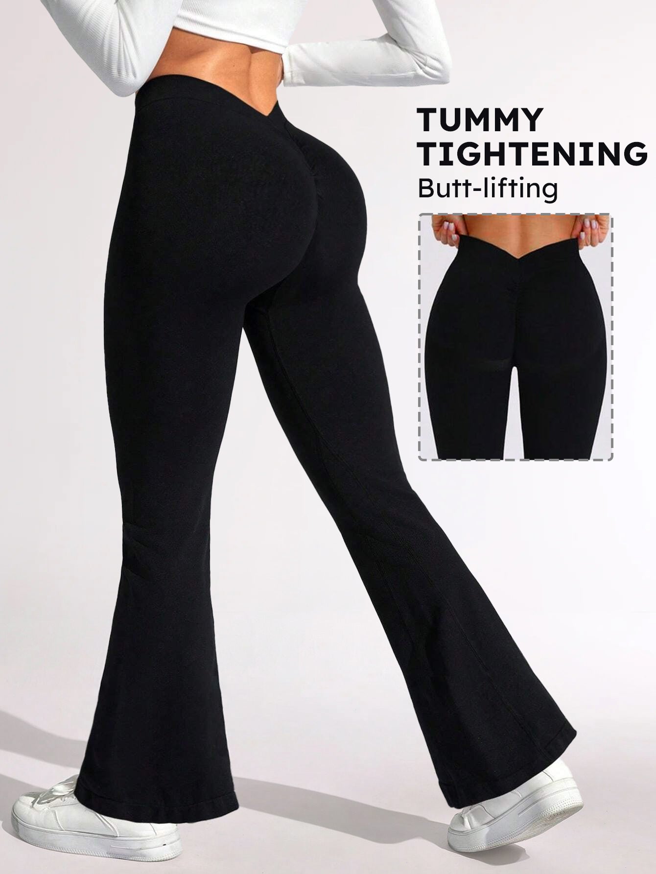 Pantalones acampanados con cintura en V perfumados