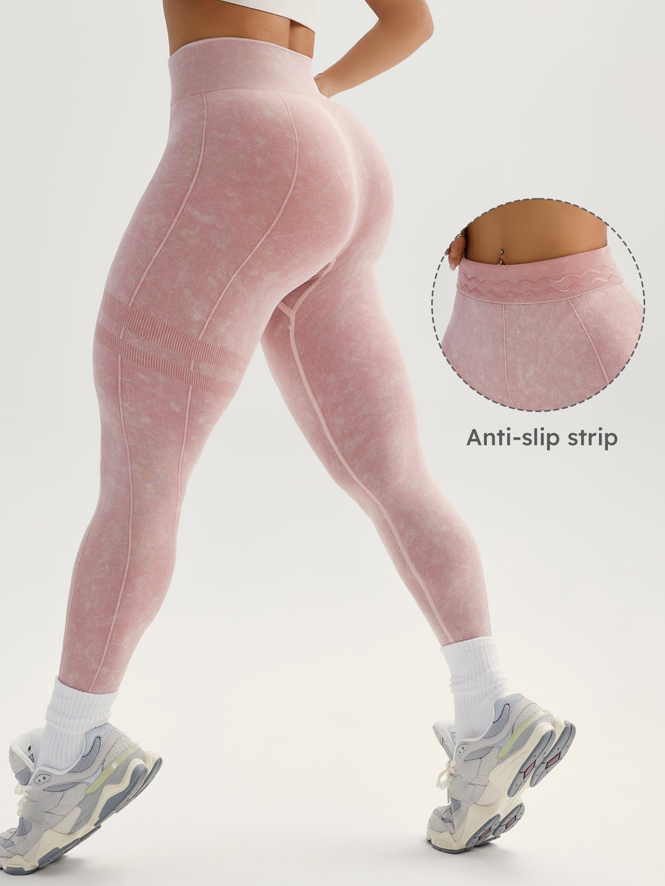High Waist Acid Washed Anti-Slip Seamless Leggings