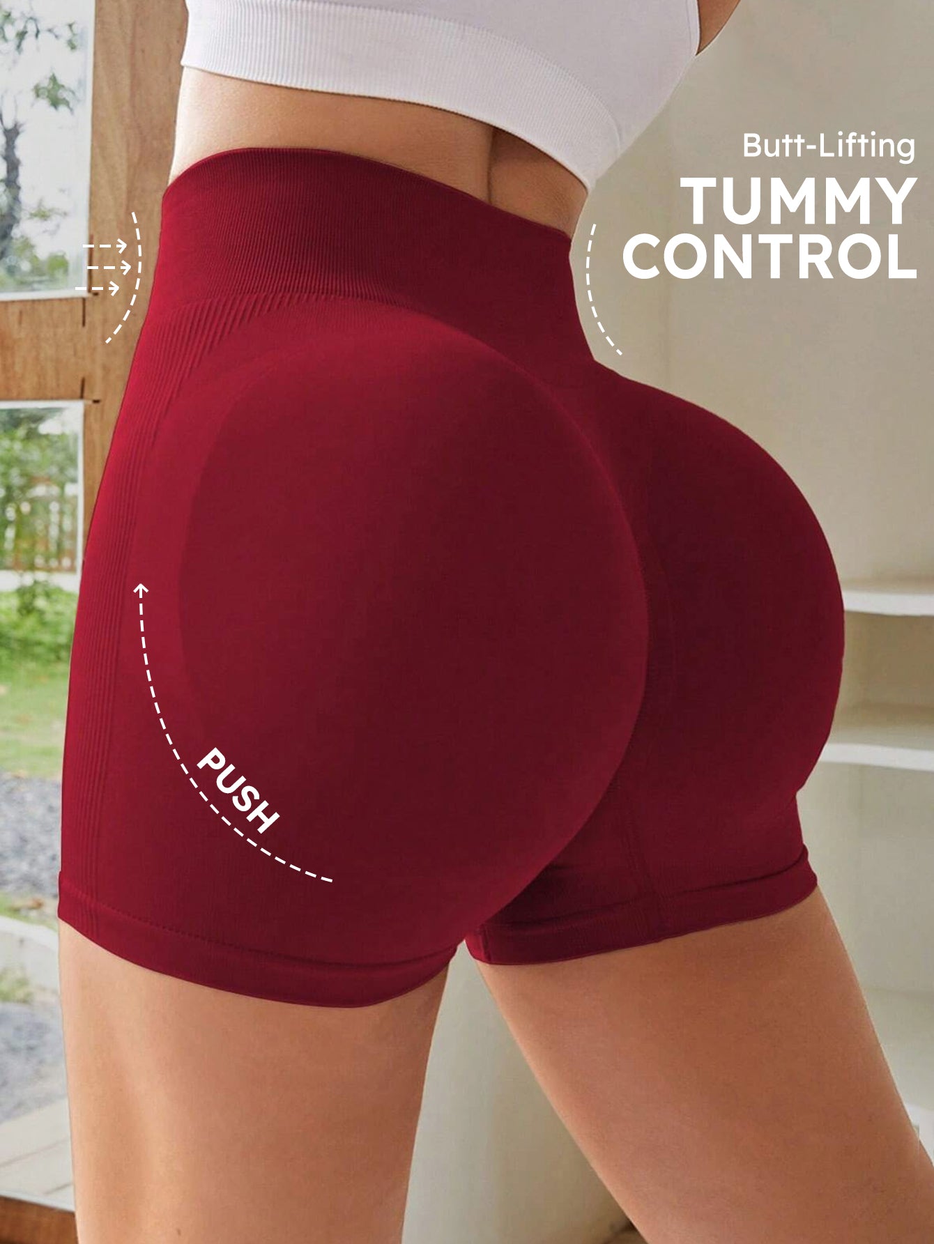 High Waist Tummy Control Side-Ribbed Butt-Lifting Seamless Shorts