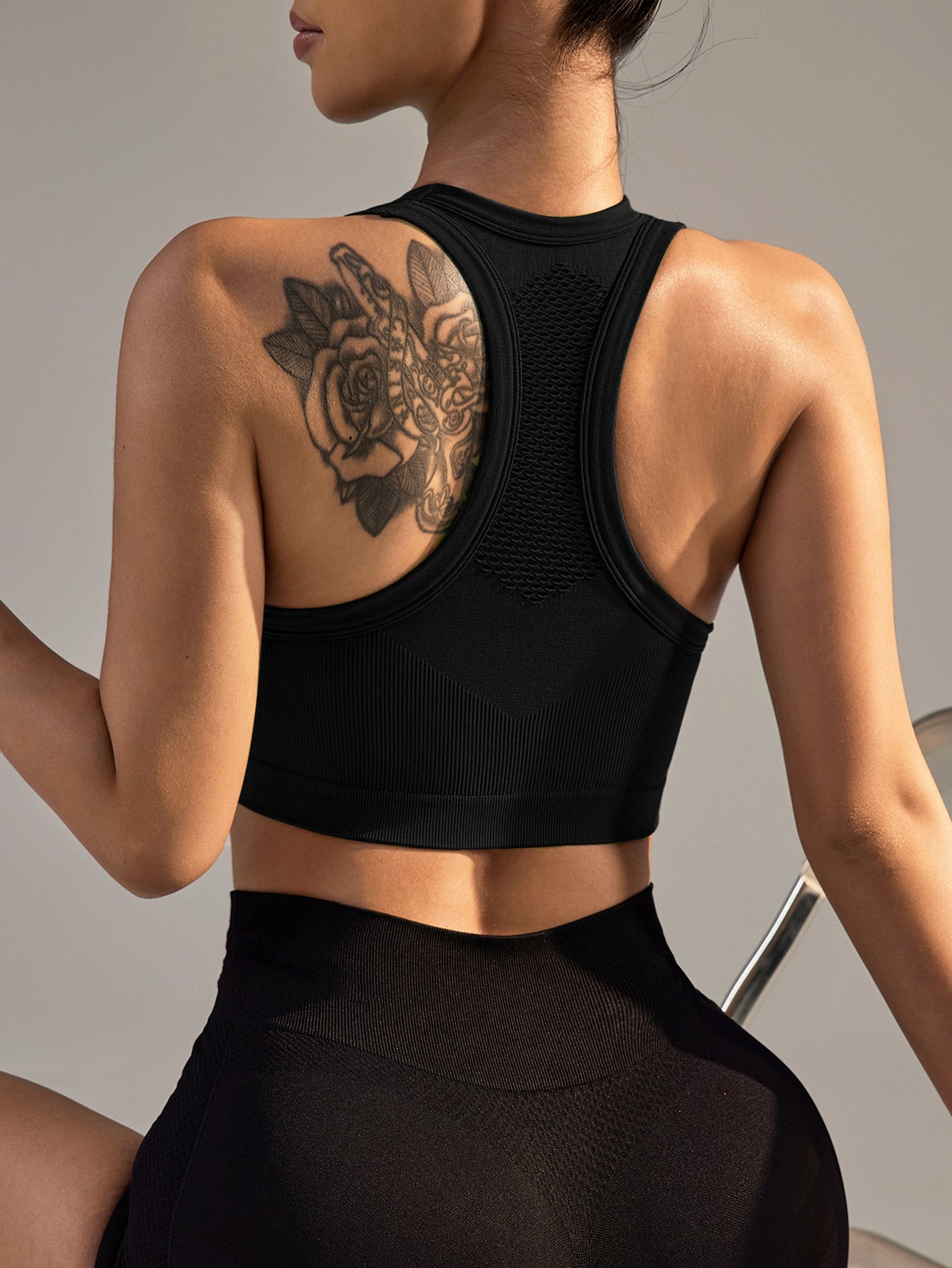 Hollow-Out Racerback Sports Crop Tank Top