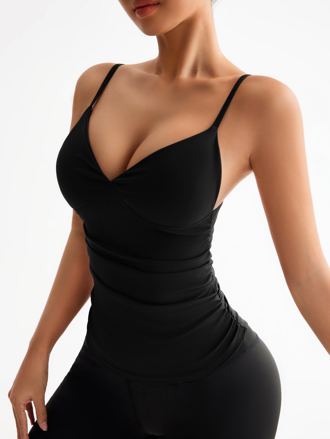 Deep V Neck Adjustable Straps Cami Top