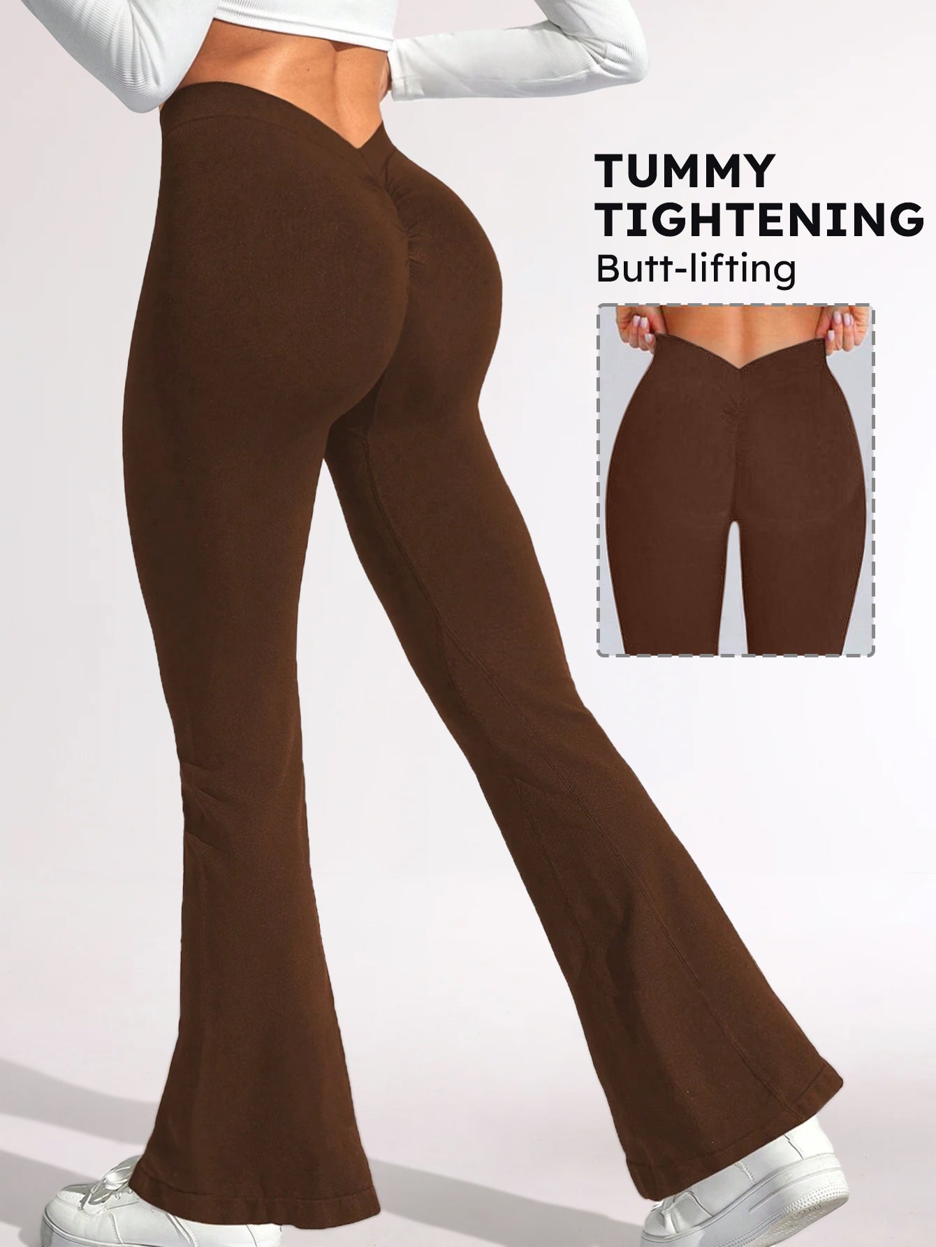 Pantalones acampanados con cintura en V perfumados