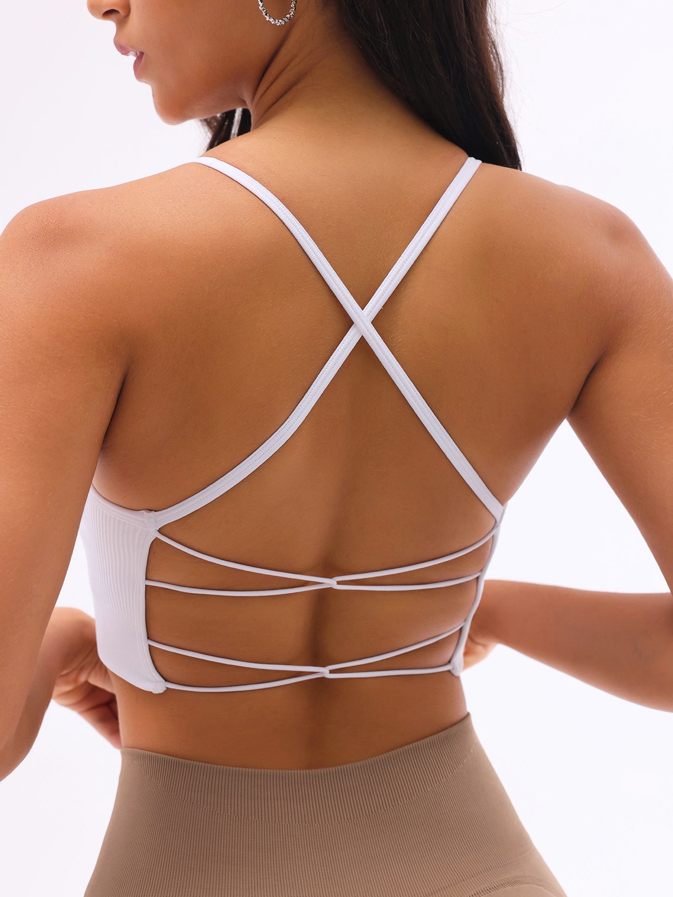 Soutien-gorge de sport dos nu en maille côtelée sans coutures