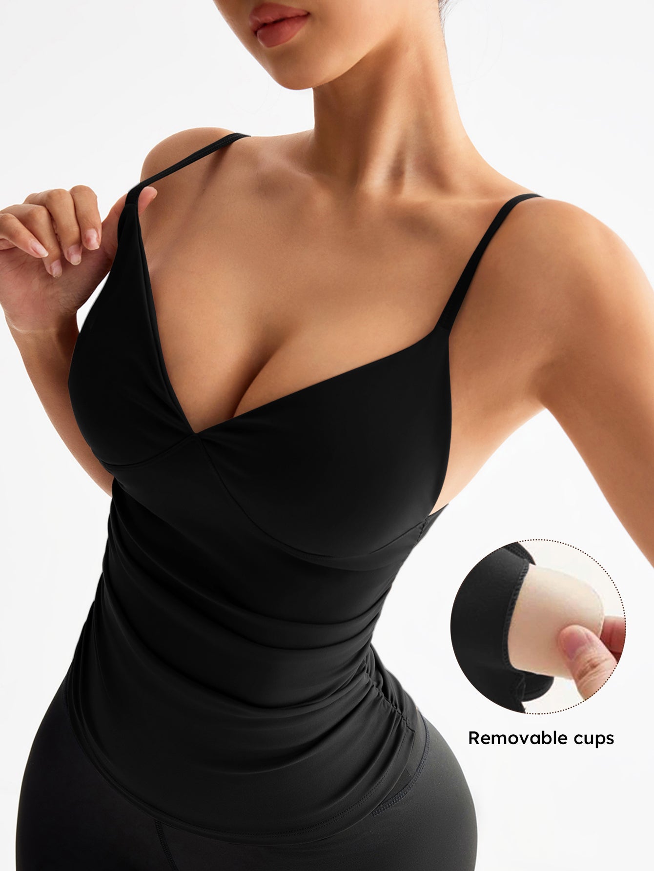 Deep V Neck Adjustable Straps Cami Top