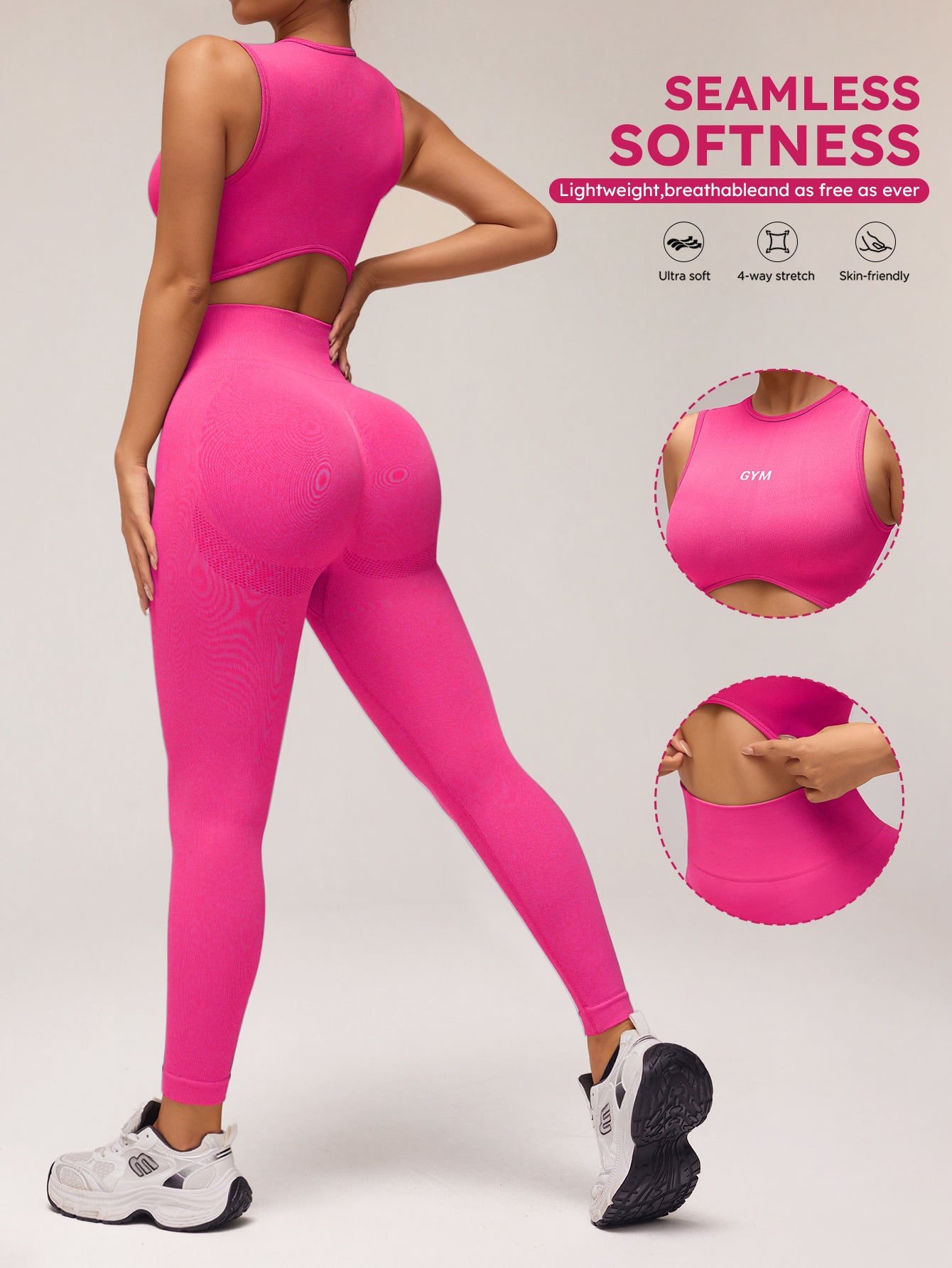 Leggings sin costuras de punto acanalado perfumado