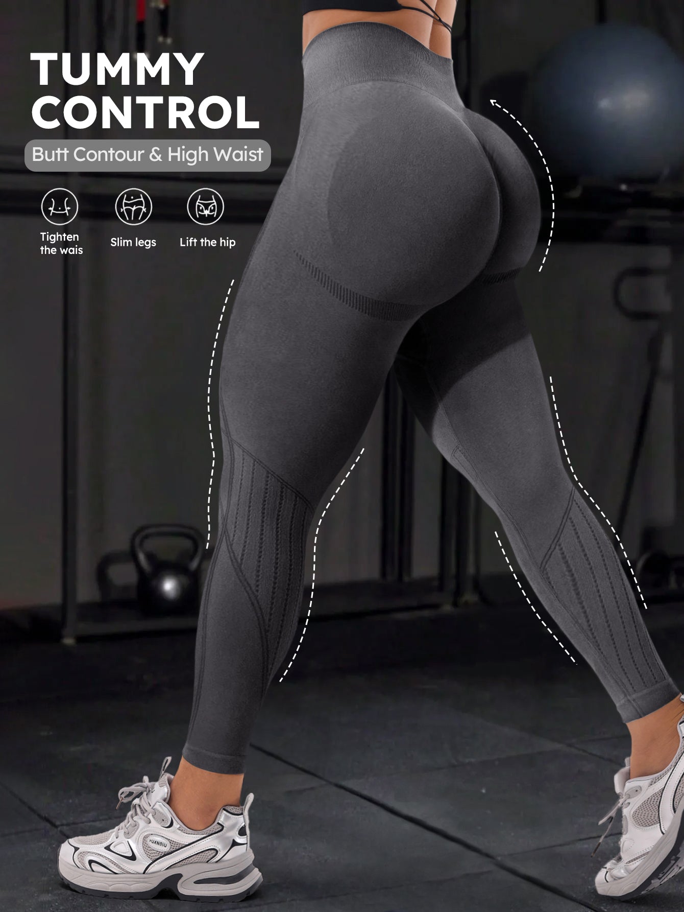 High Waist Butt Contour Stripe Design Leggings