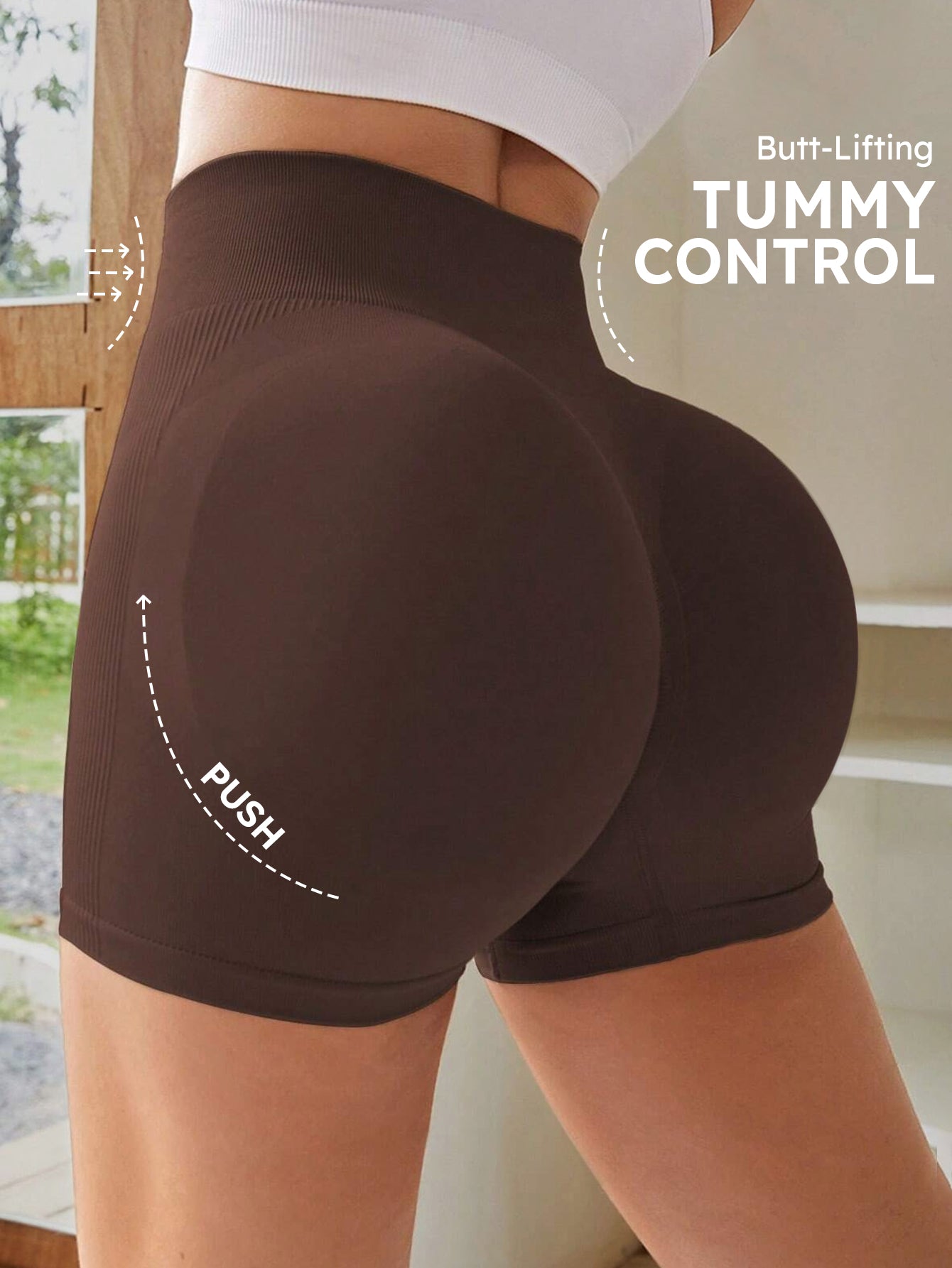 High Waist Tummy Control Side-Ribbed Butt-Lifting Seamless Shorts
