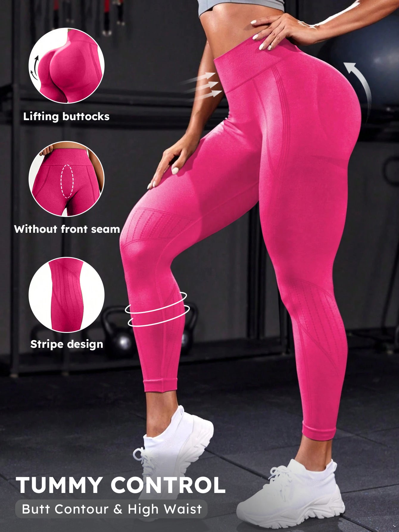 High Waist Butt Contour Stripe Design Leggings
