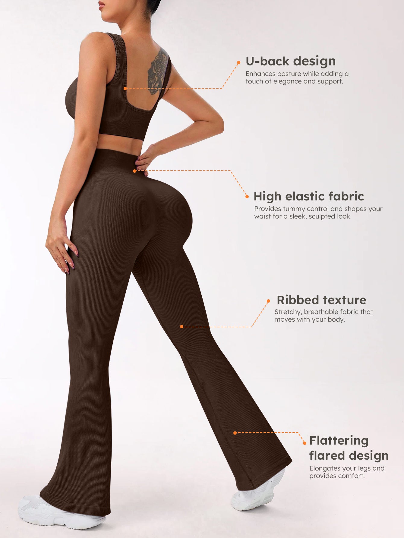 Leggings sin costuras de punto acanalado perfumado