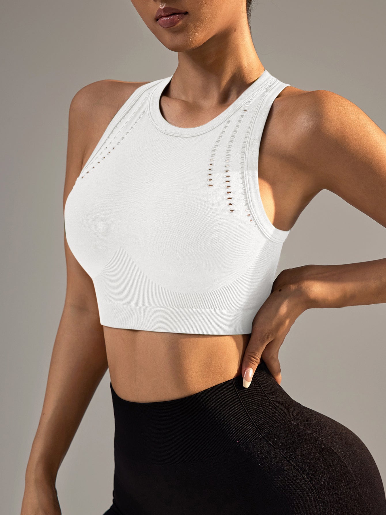 Hollow-Out Racerback Sports Crop Tank Top