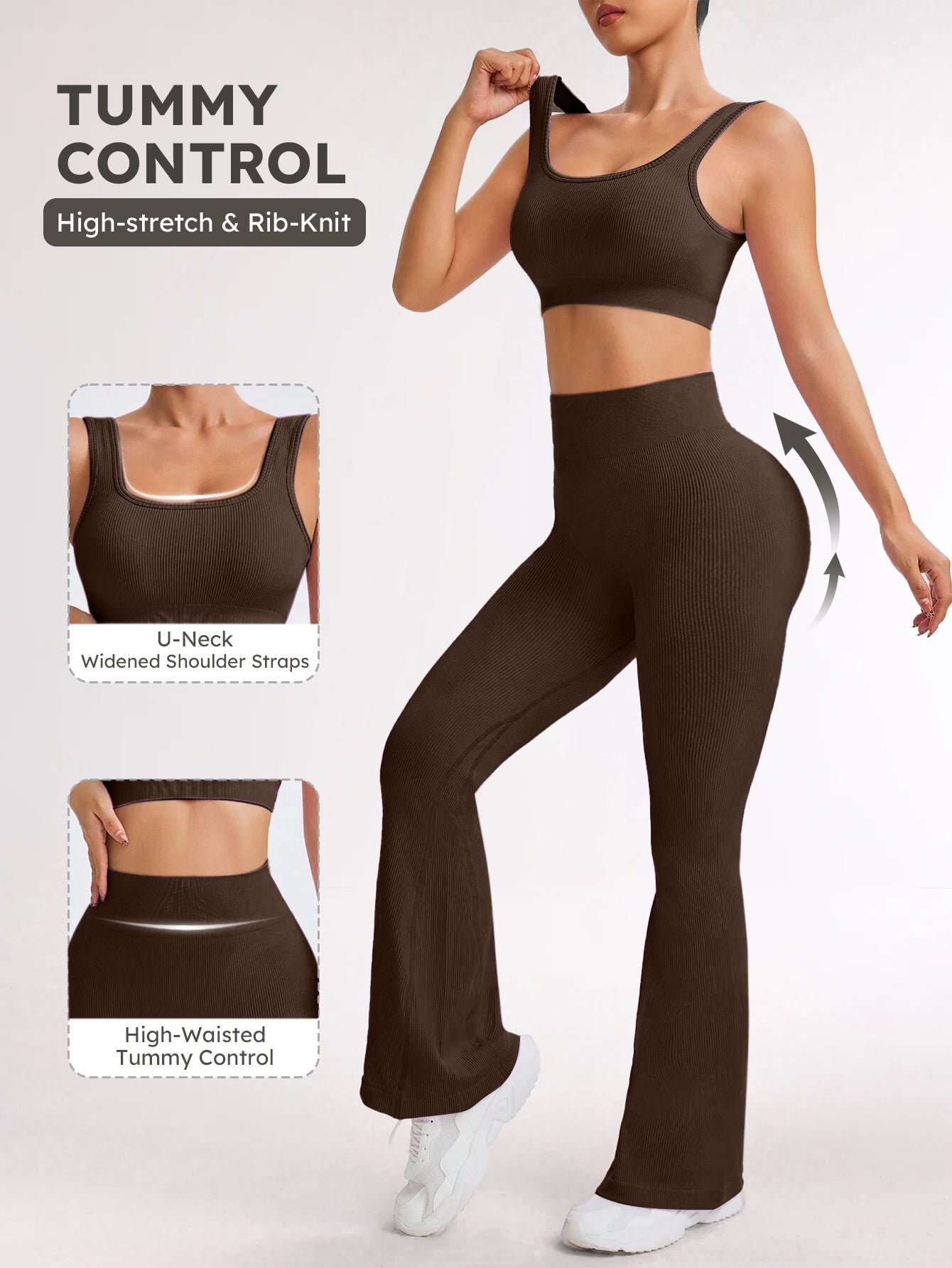 Leggings sin costuras de punto acanalado perfumado