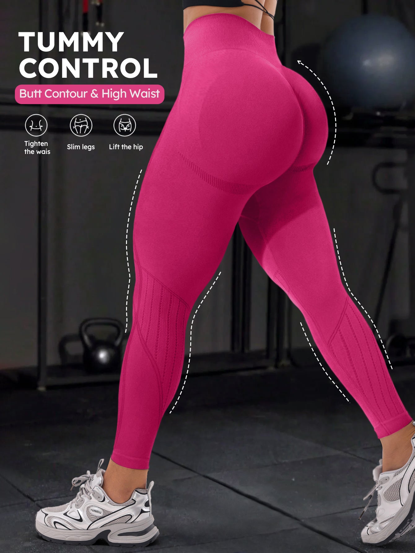 High Waist Butt Contour Stripe Design Leggings