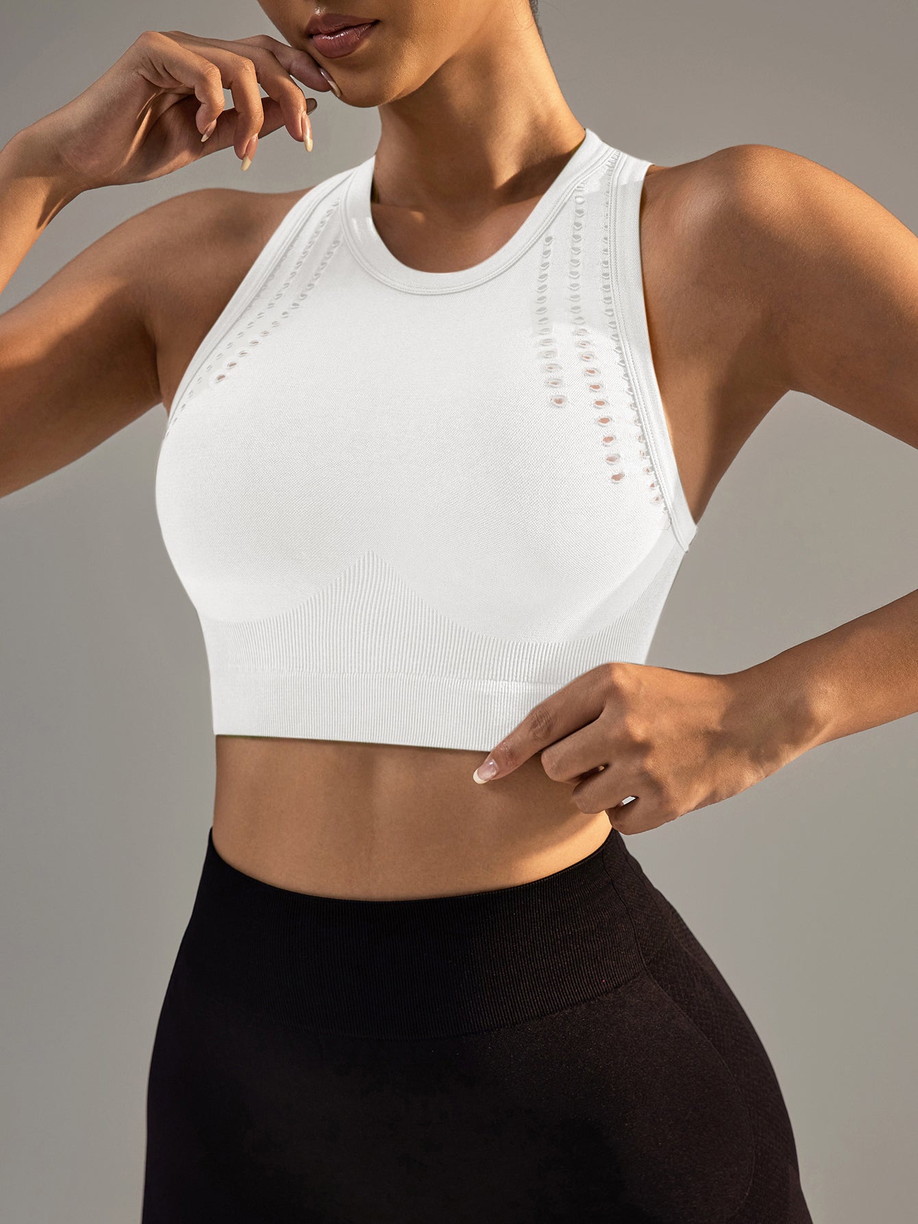 Hollow-Out Racerback Sports Crop Tank Top