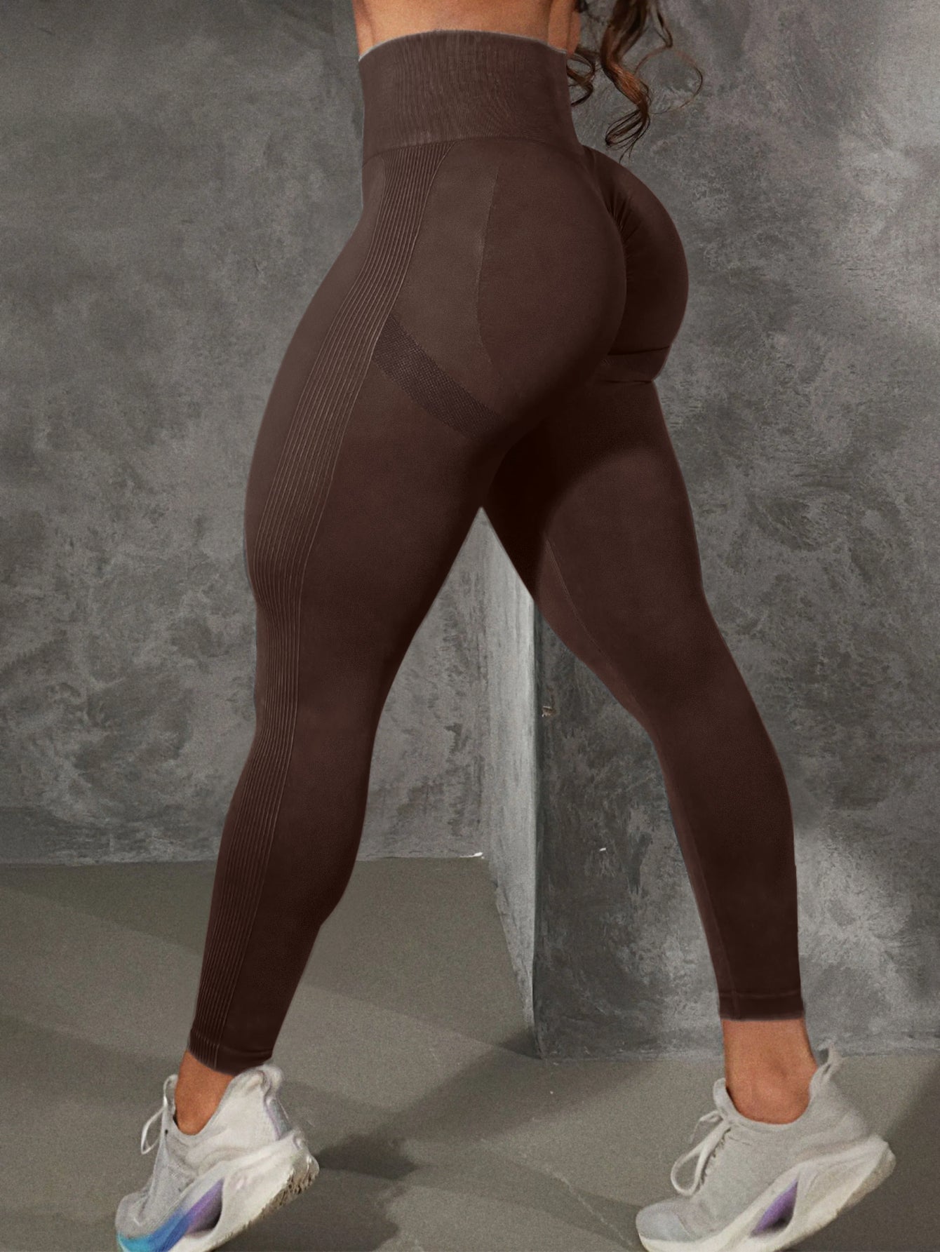 High Waist Side-Ribbed Smile Line Contour Leggings