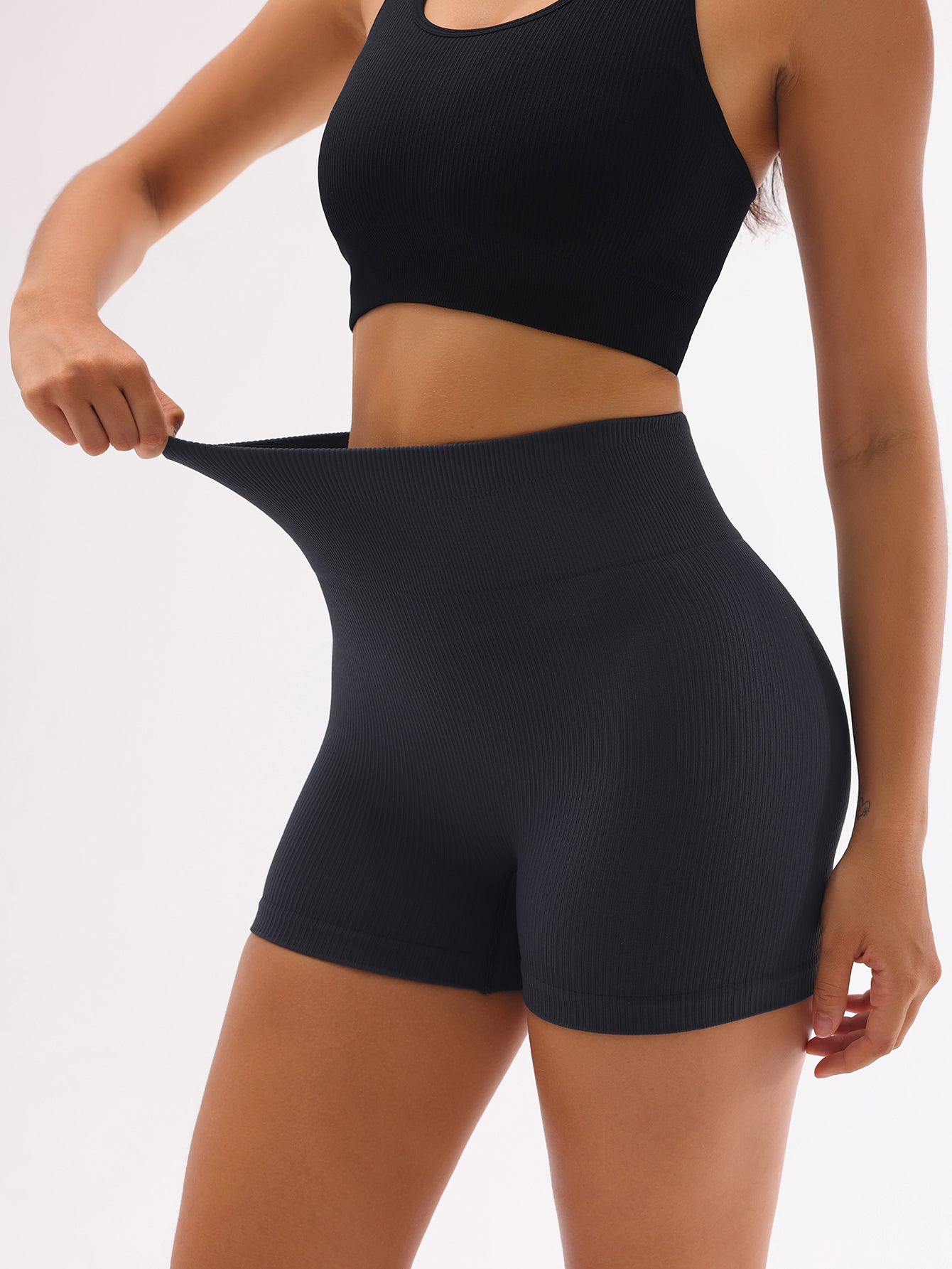 Pantalones cortos sin costuras de punto acanalado perfumado