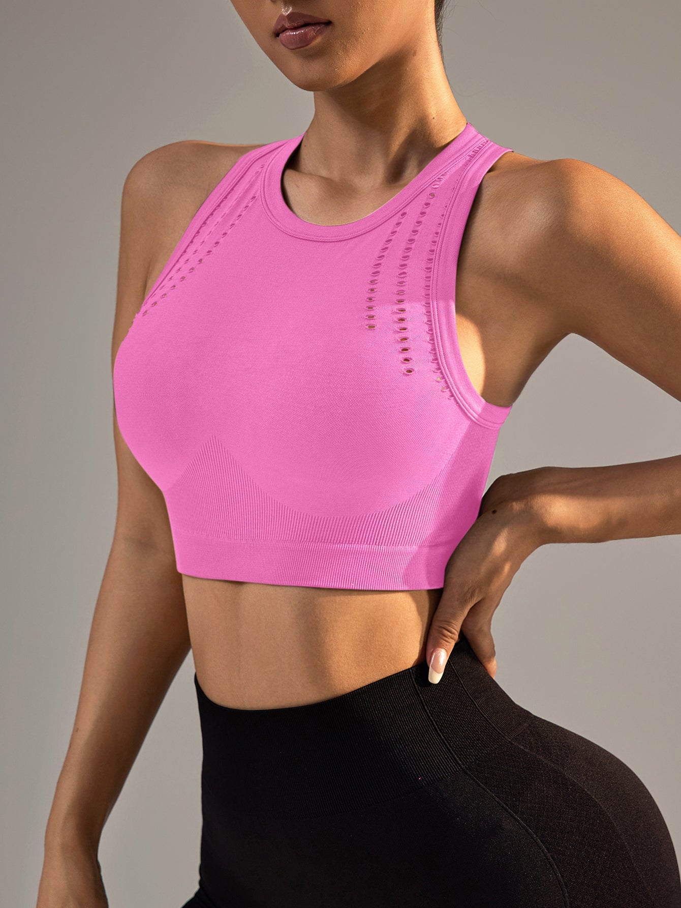 Hollow-Out Racerback Sports Crop Tank Top