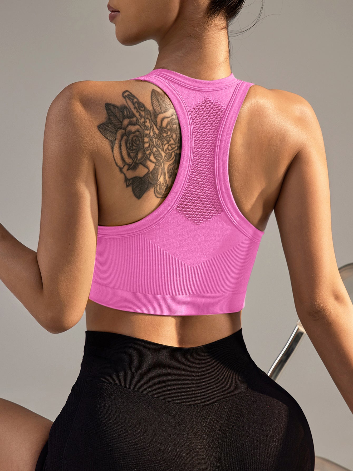 Hollow-Out Racerback Sports Crop Tank Top