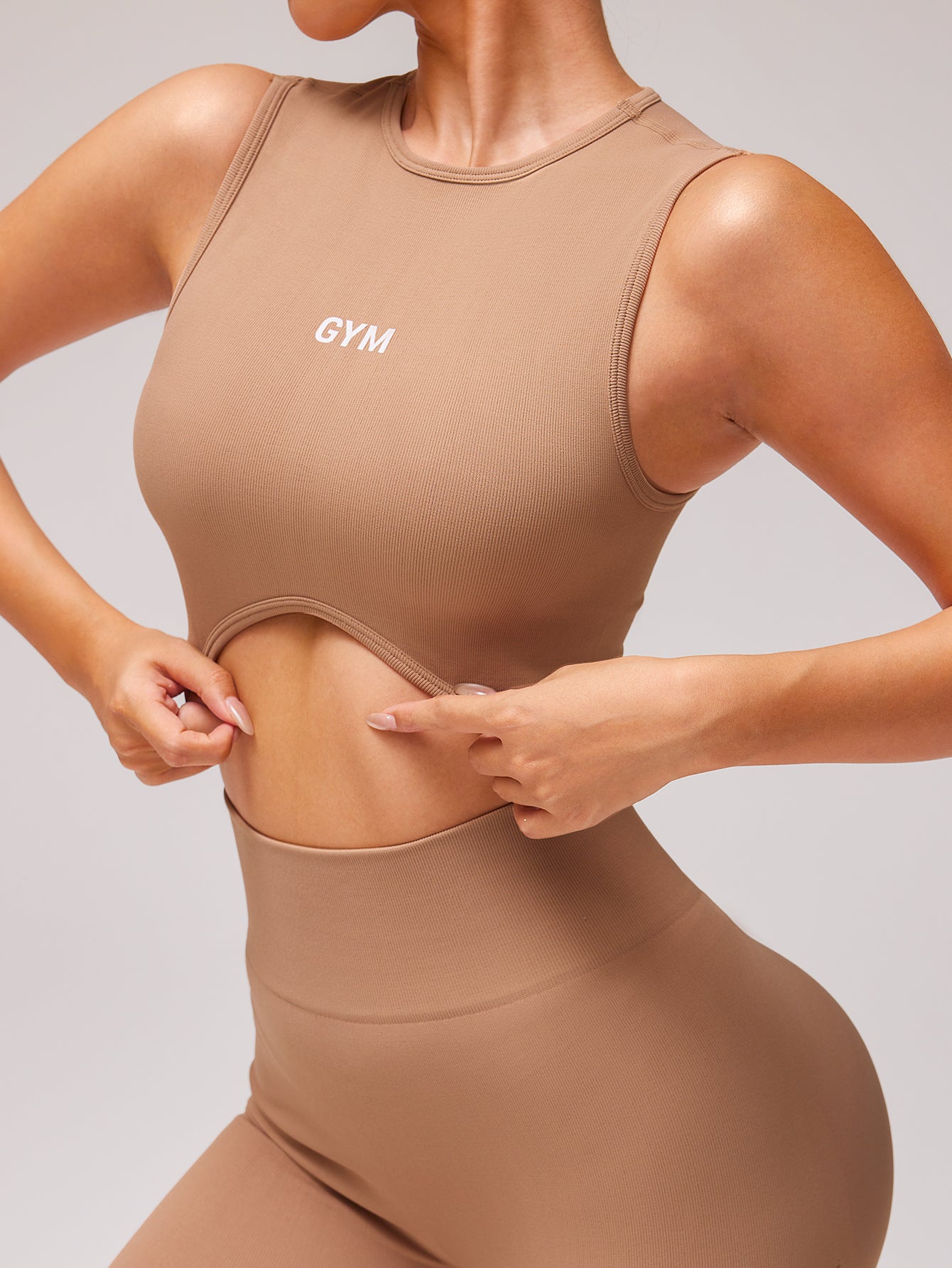 Crew Neck Letter Printed Sleeveless Seamless Top & Legging Set