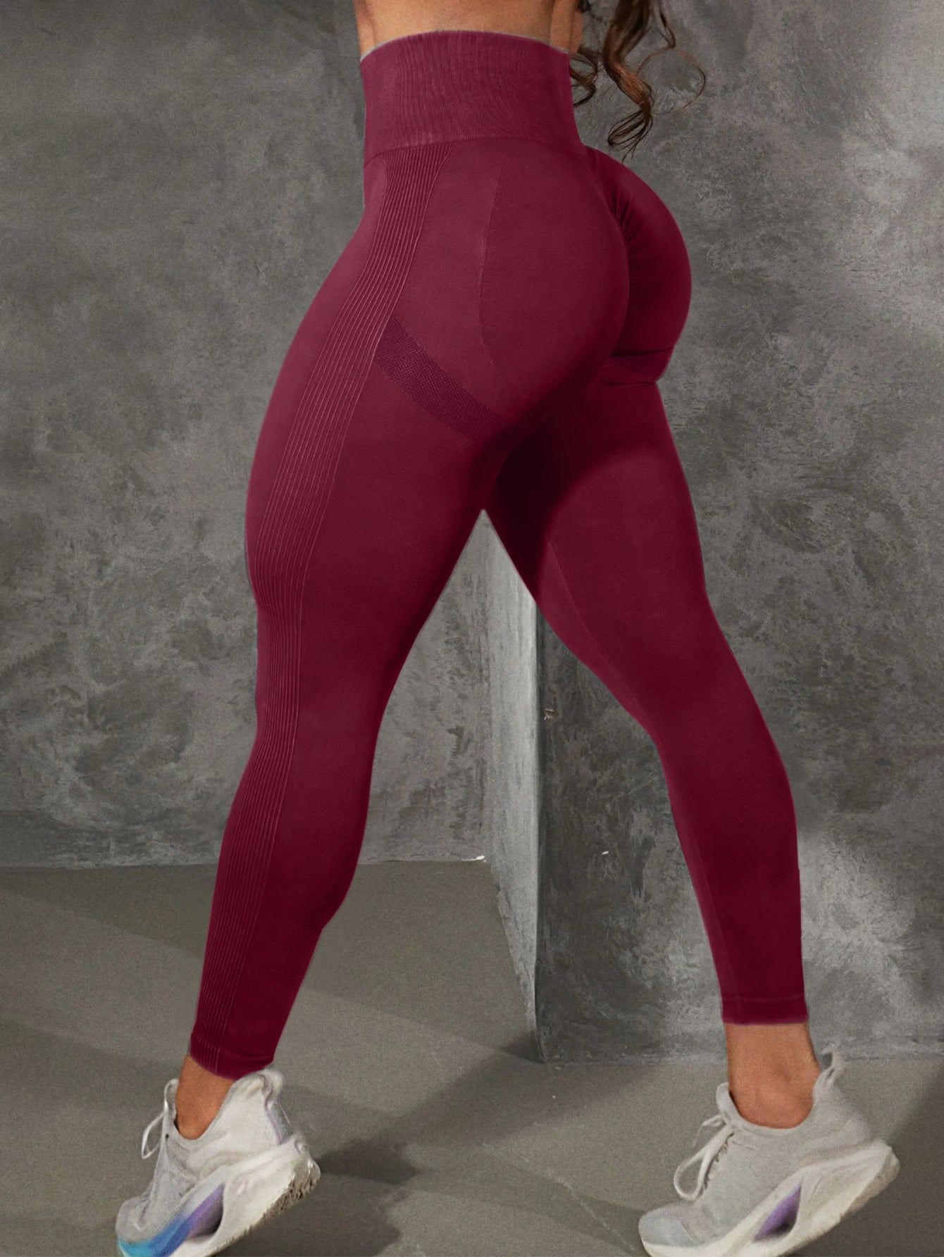 High Waist Side-Ribbed Smile Line Contour Leggings