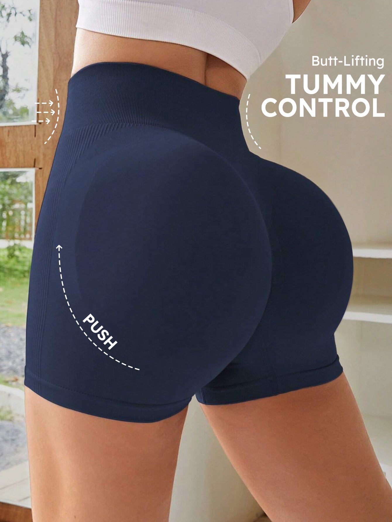 High Waist Tummy Control Side-Ribbed Butt-Lifting Seamless Shorts