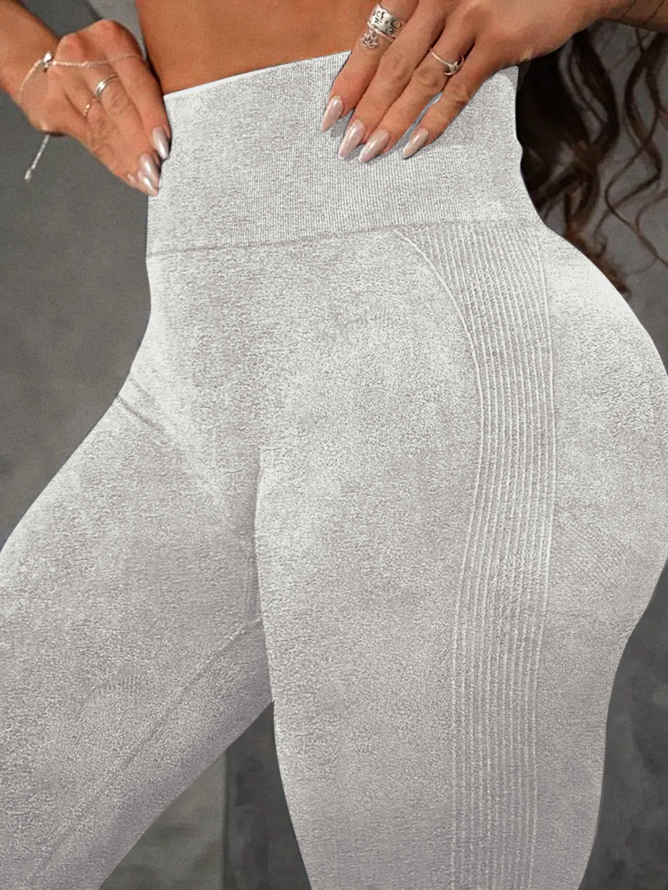 High Waist Side-Ribbed Smile Line Contour Leggings