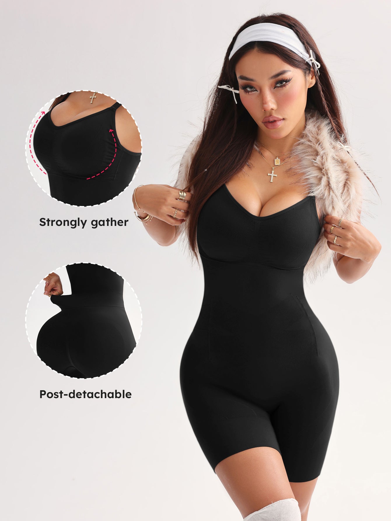 Tummy Control Post-Detachable Full Body Shapewear Romper