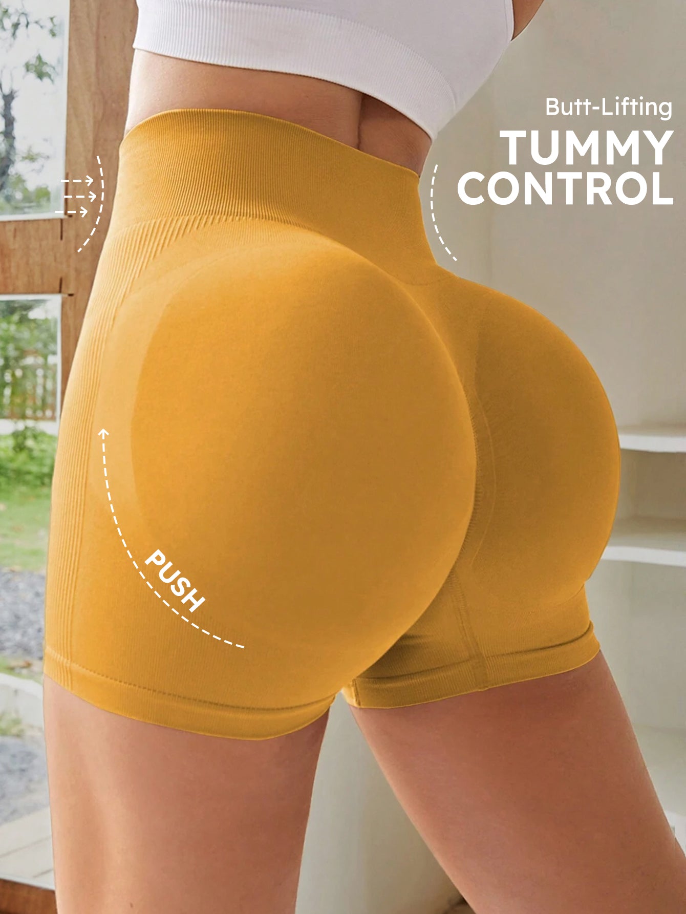 High Waist Tummy Control Side-Ribbed Butt-Lifting Seamless Shorts
