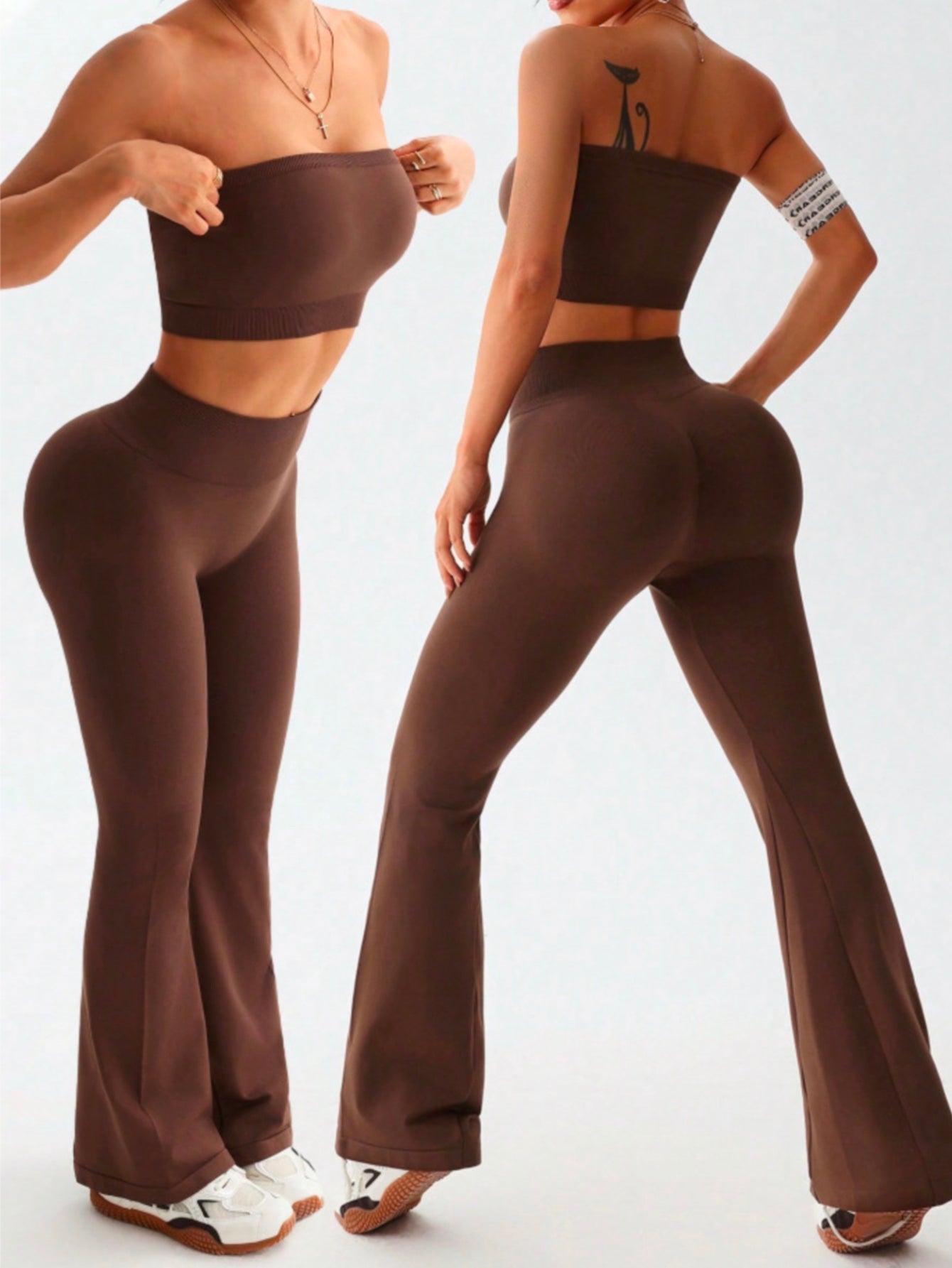 Leggings sin costuras de punto acanalado perfumado