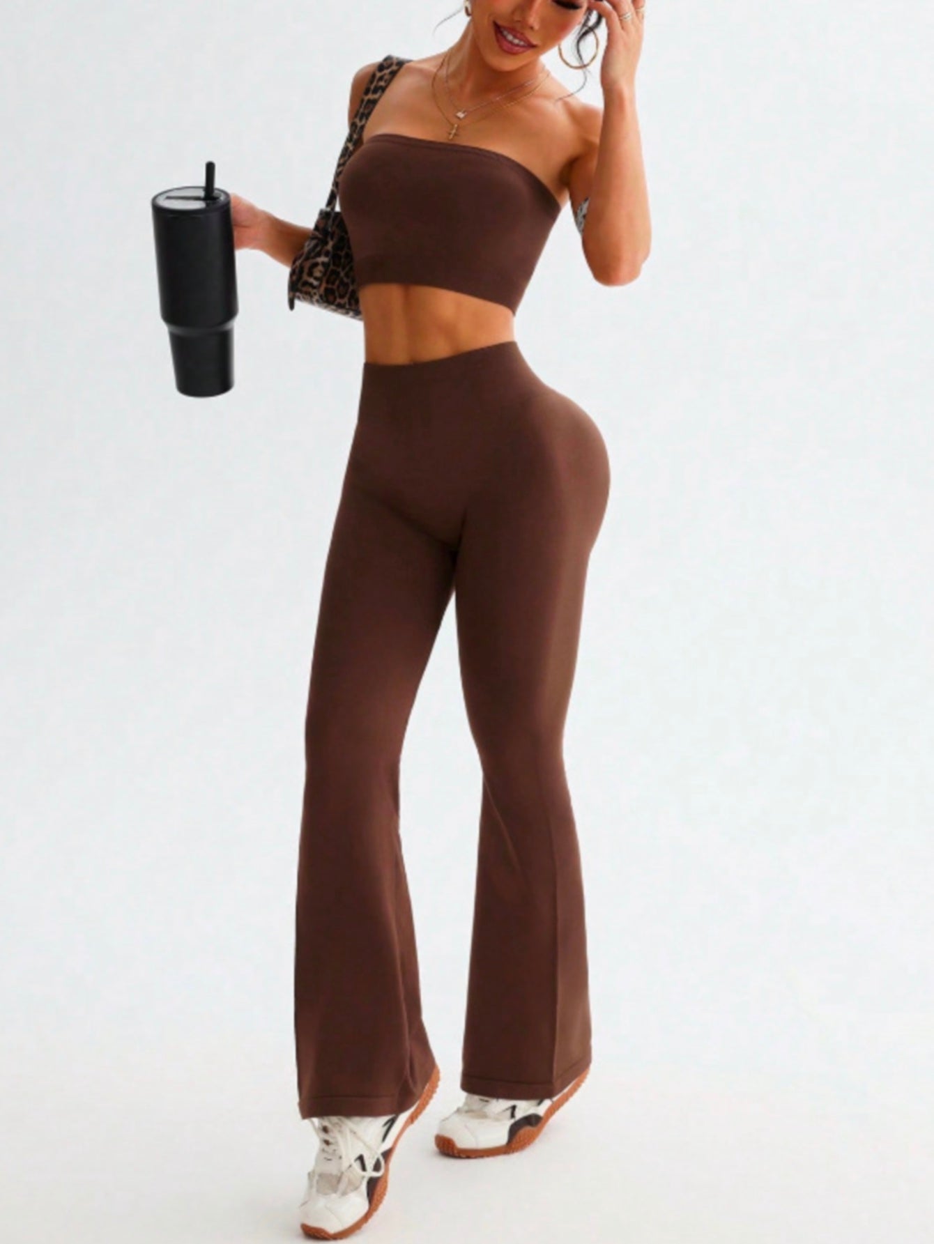 Leggings sin costuras de punto acanalado perfumado
