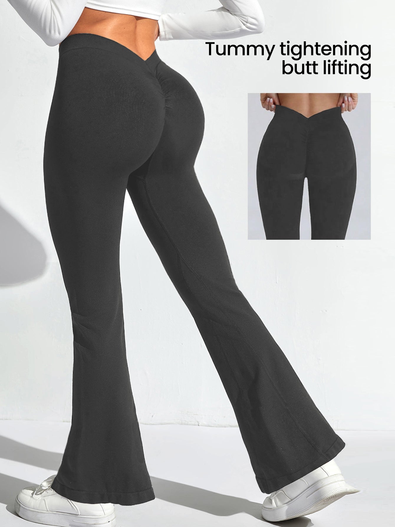 Women's V-Back Butt-Lifting Seamless Flare Pants