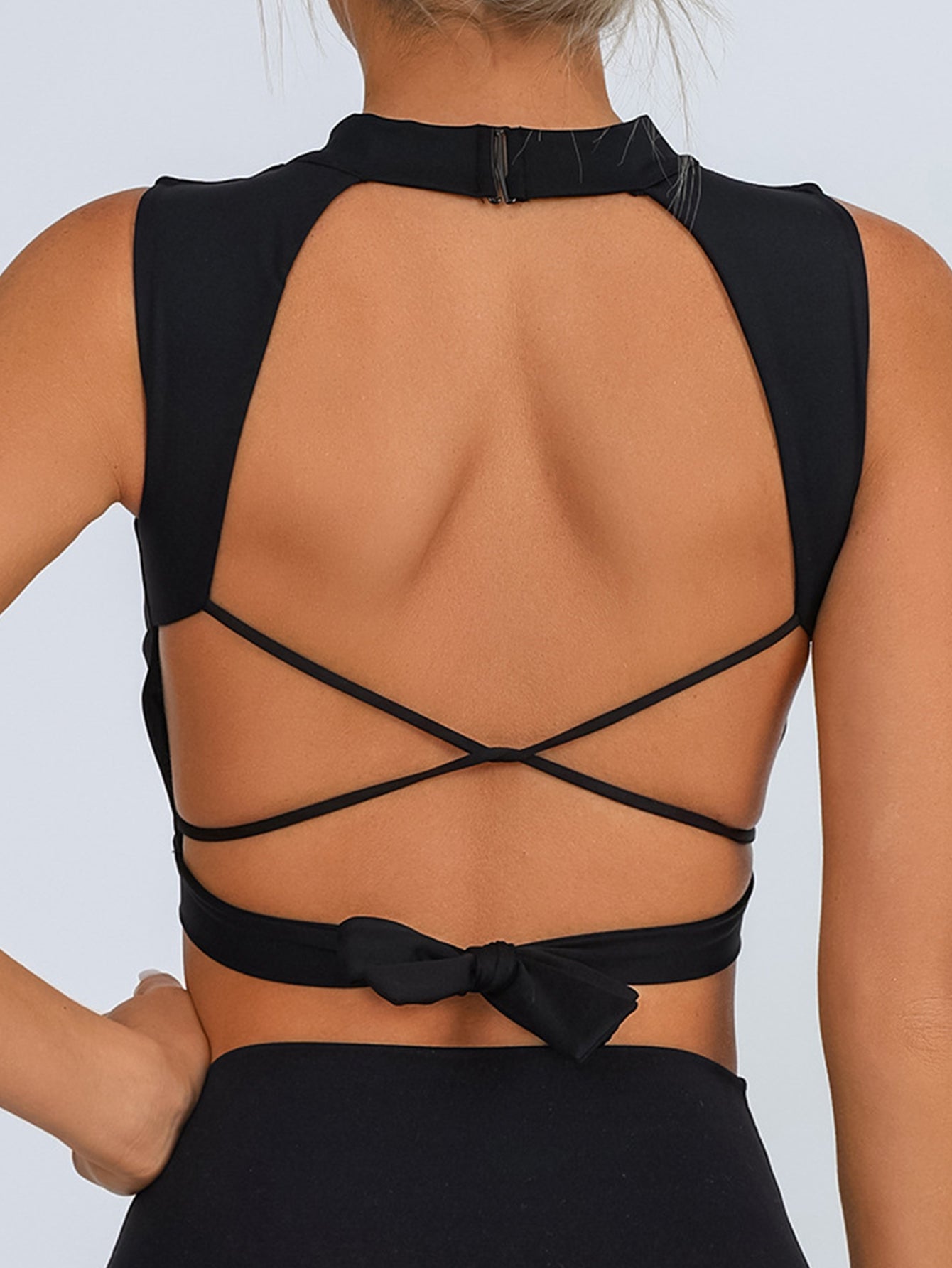 Crossback Tie-Back Sleeveless Crop Top
