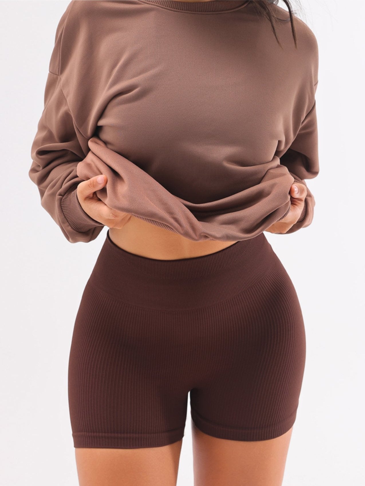 Short sans coutures en tricot côtelé parfumé