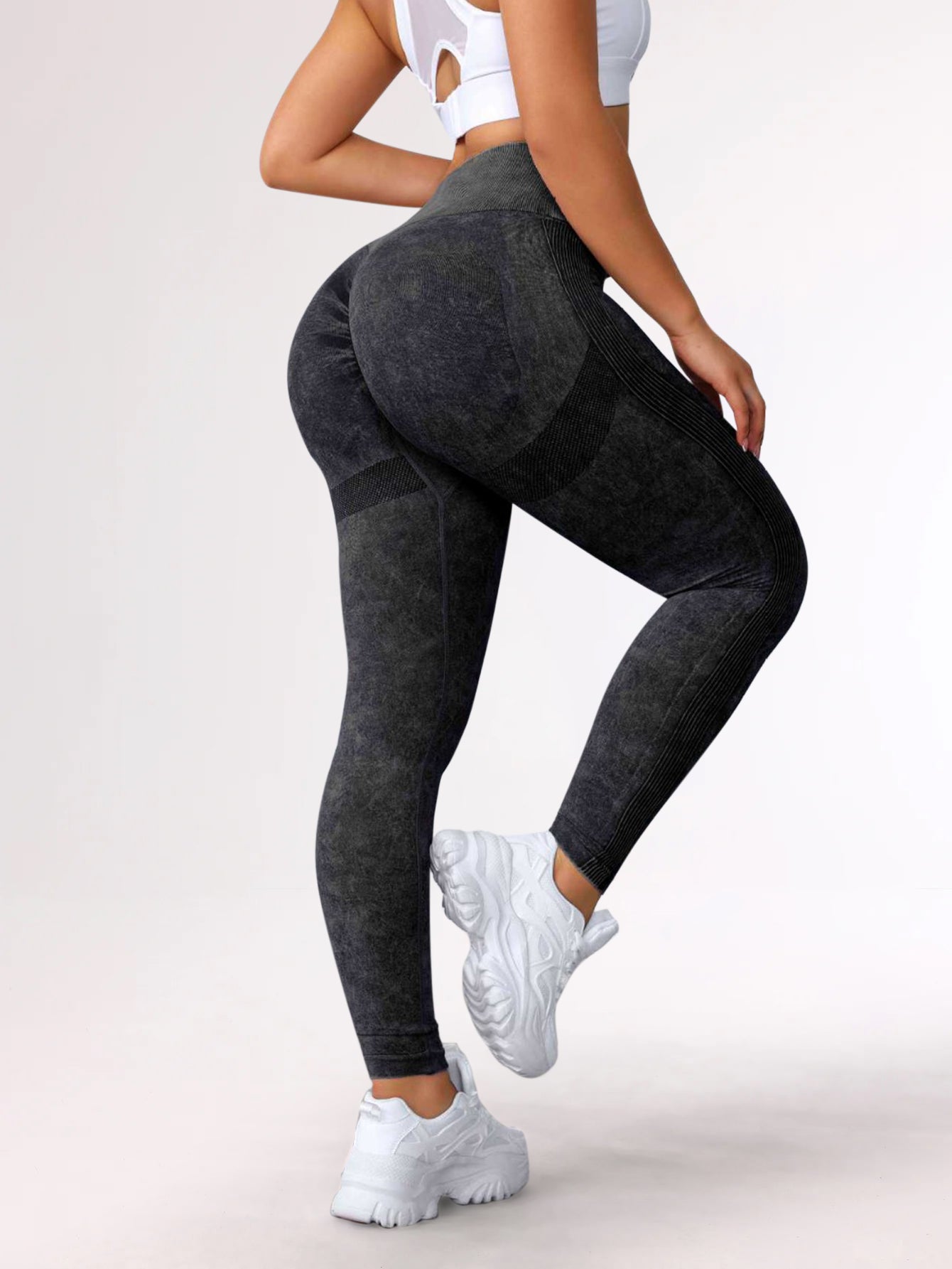 Acid Washed Scrunch Butt Seamless Leggings