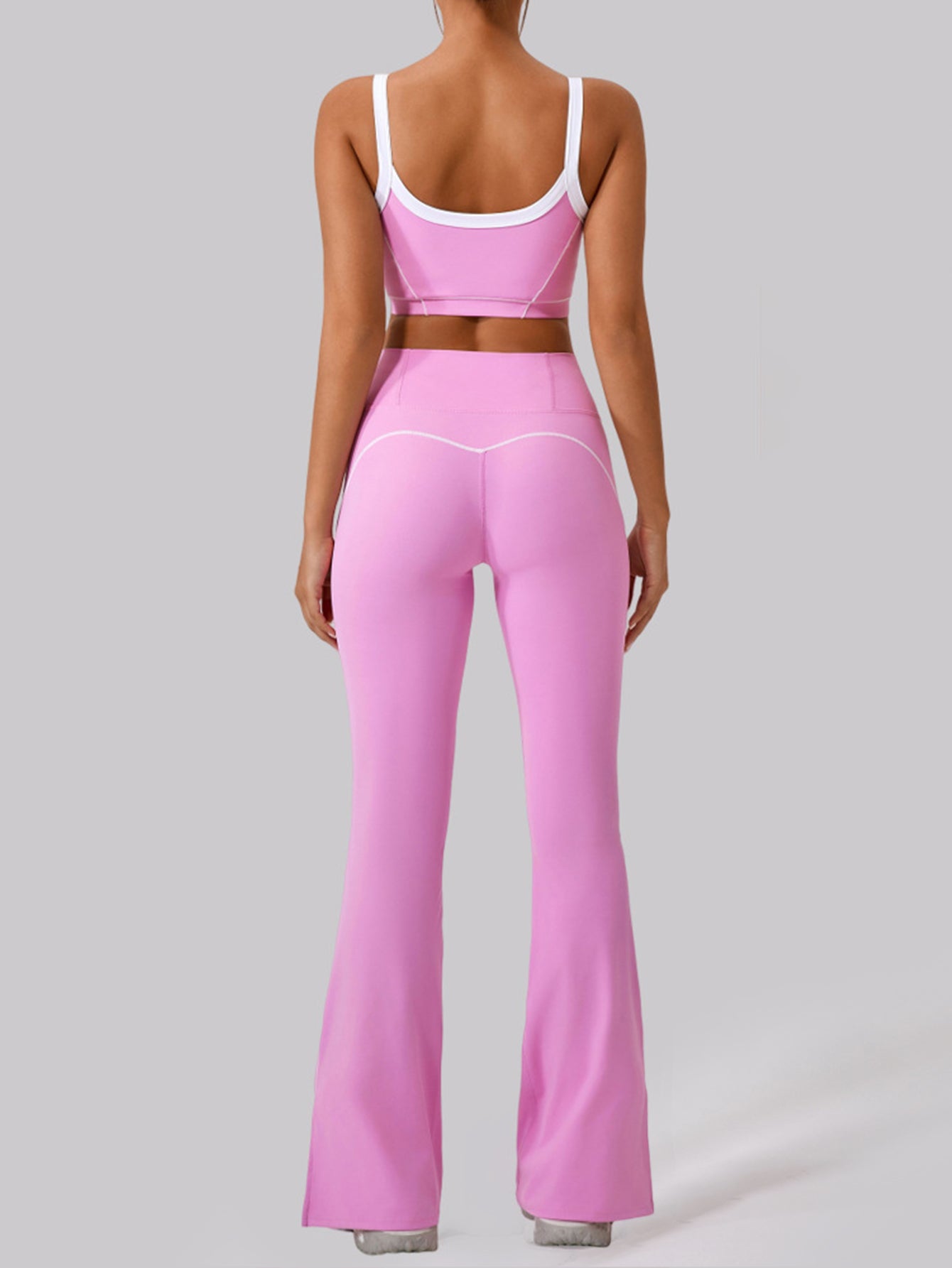 Streamlined Design Sports Bra & Split Hem Flare Pants Set