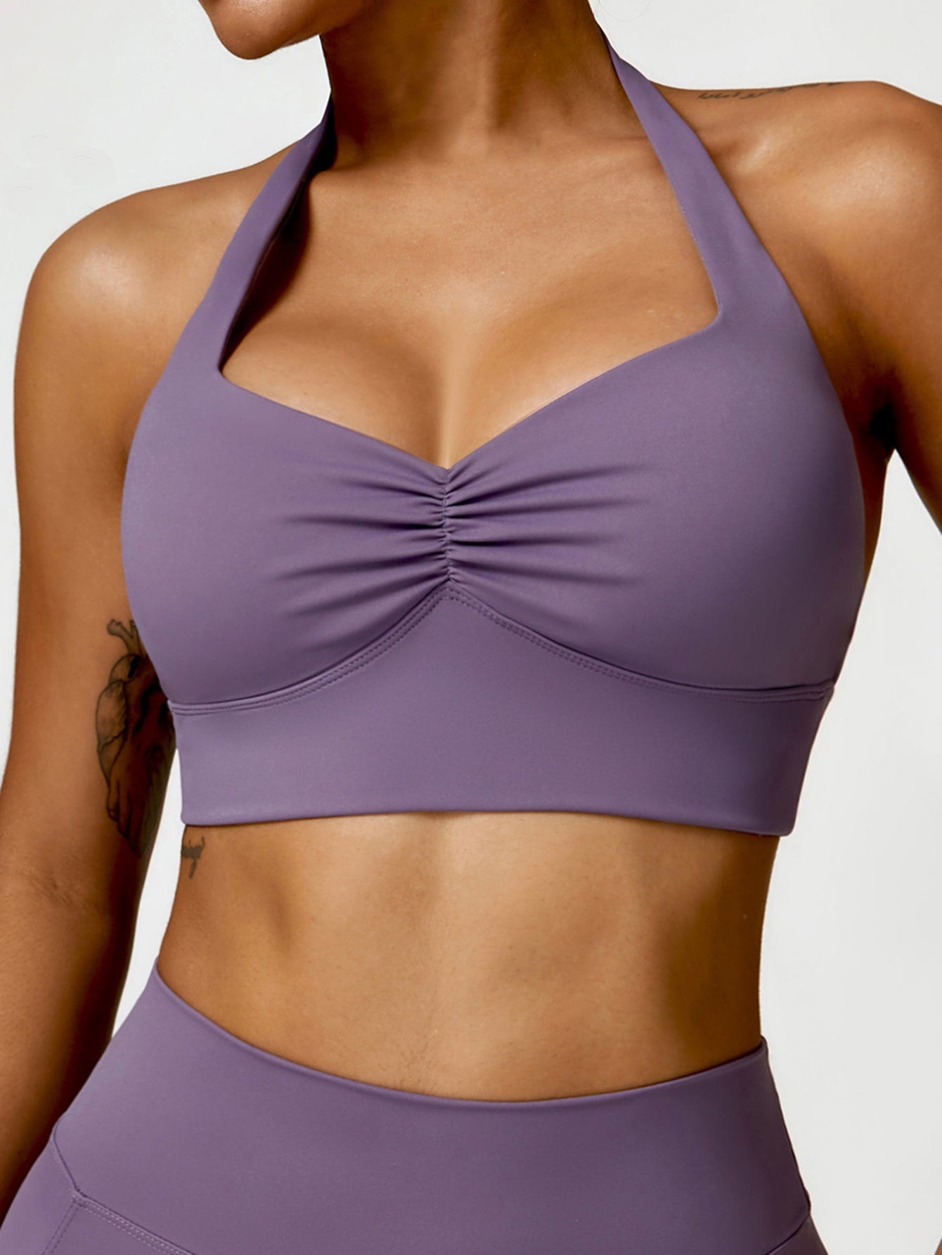 Halter Neck Front Scrunch Sports Bra