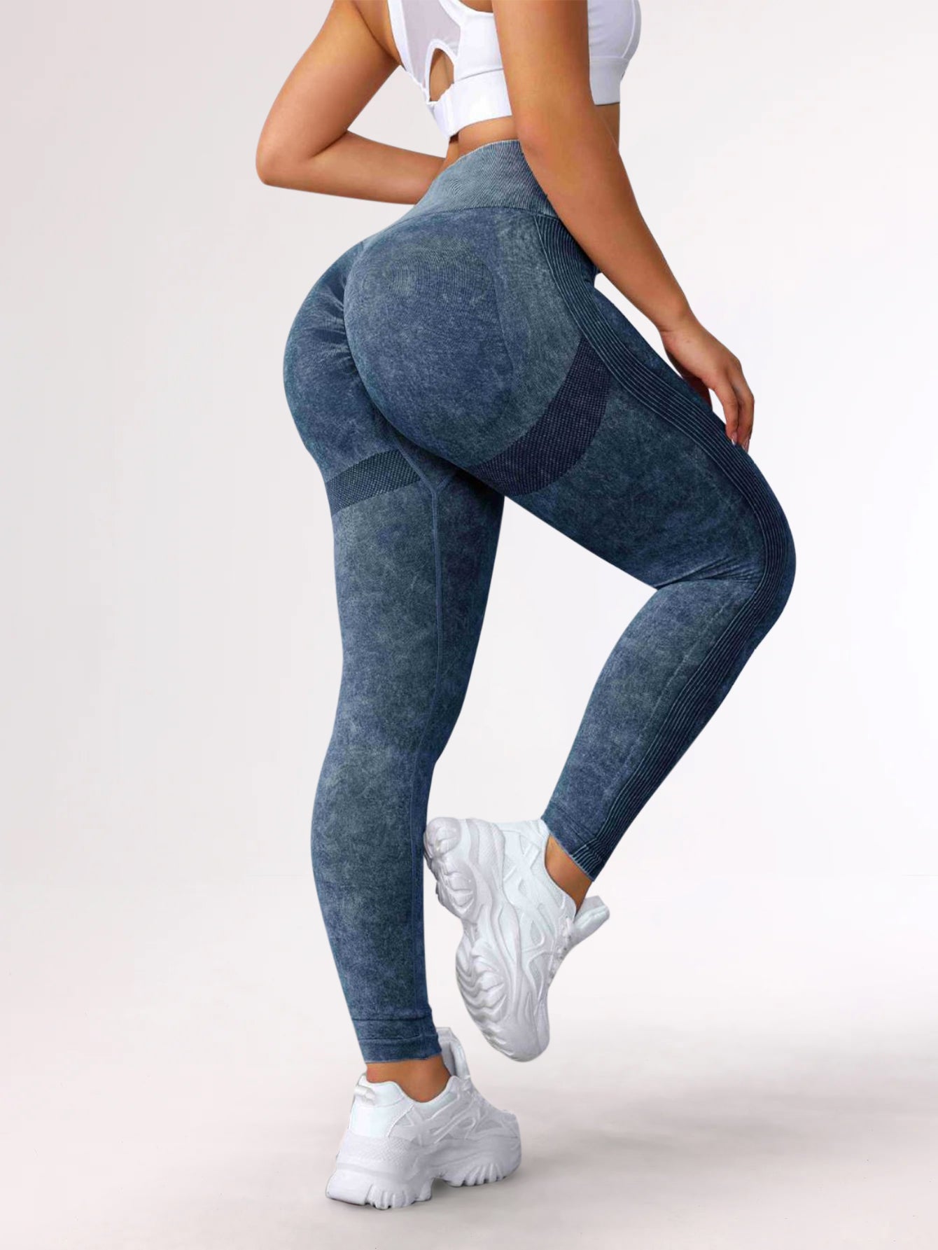 Acid Washed Scrunch Butt Seamless Leggings