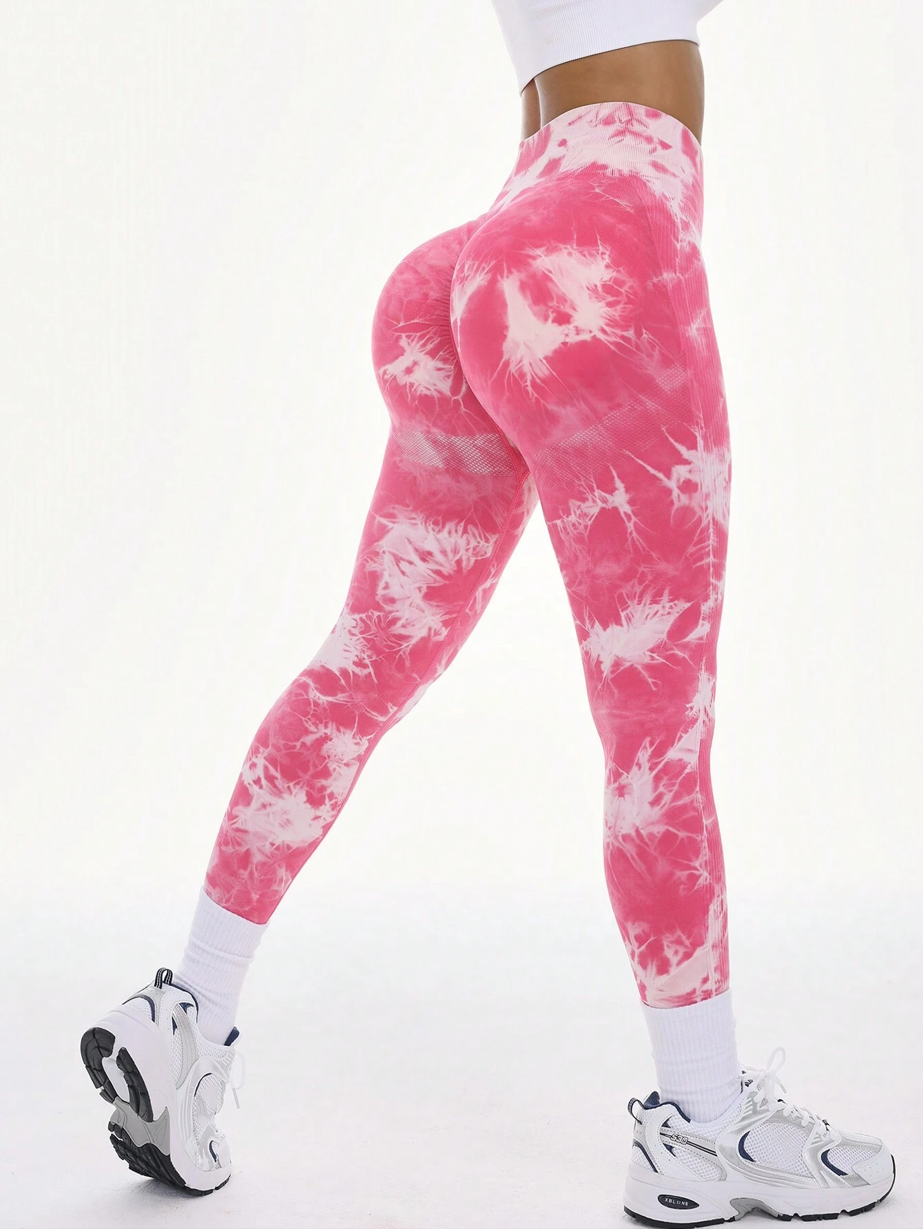 High Waist Tie Dye Side-Ribbed Butt Contour Seamless Leggings